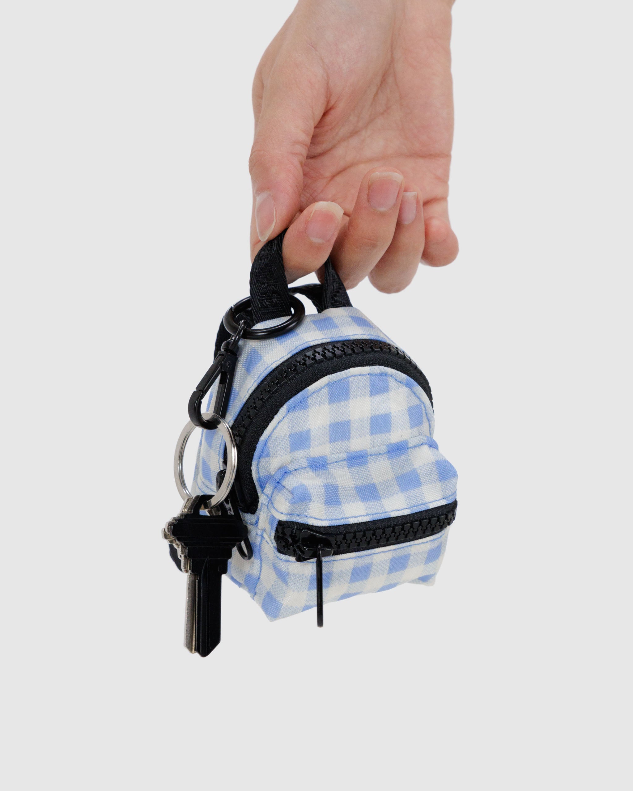 Baggu Backpack Charm - Light Blue Gingham
