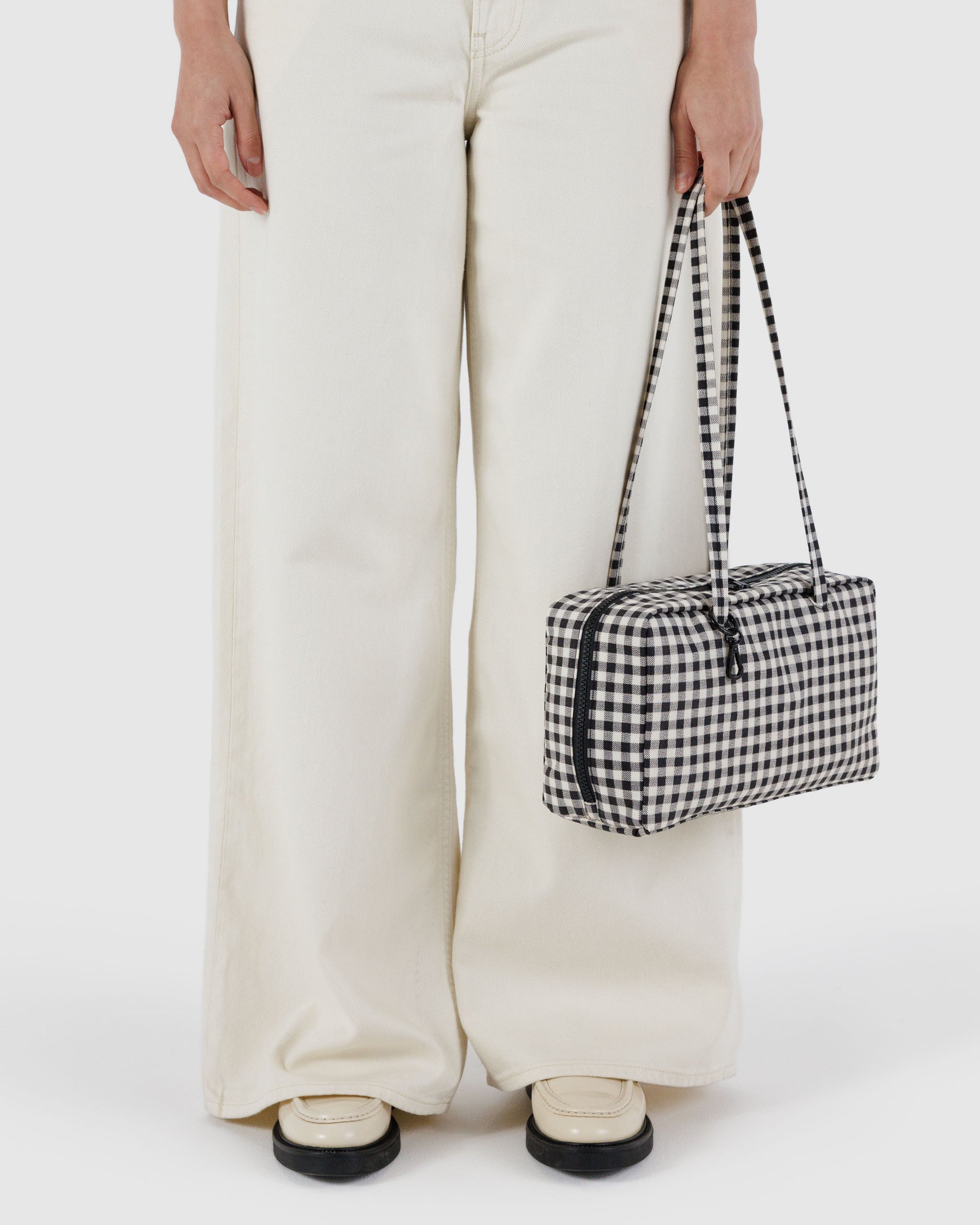 BAGGU Nylon Bowler Bag - Black & White Gingham