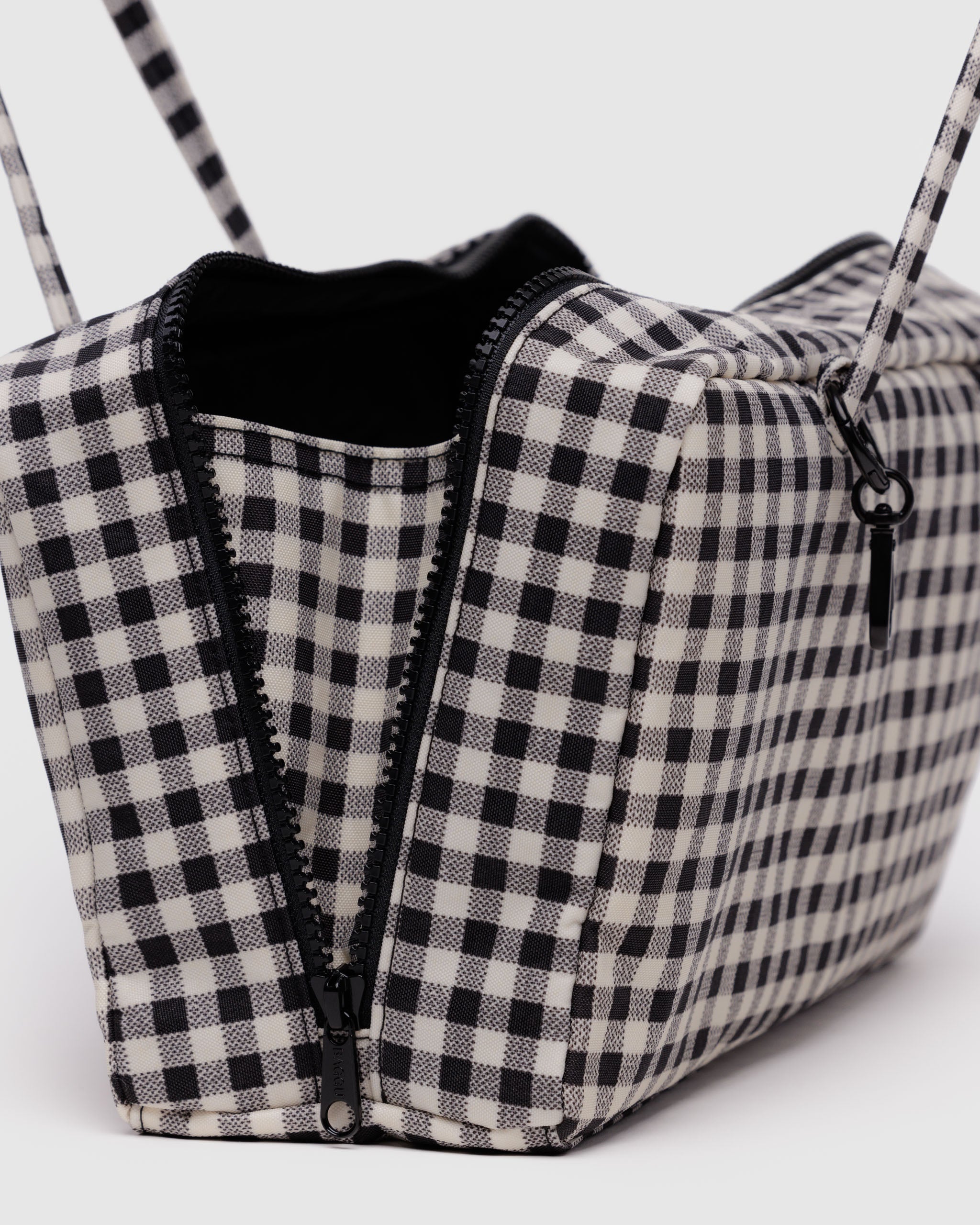 BAGGU Nylon Bowler Bag - Black & White Gingham
