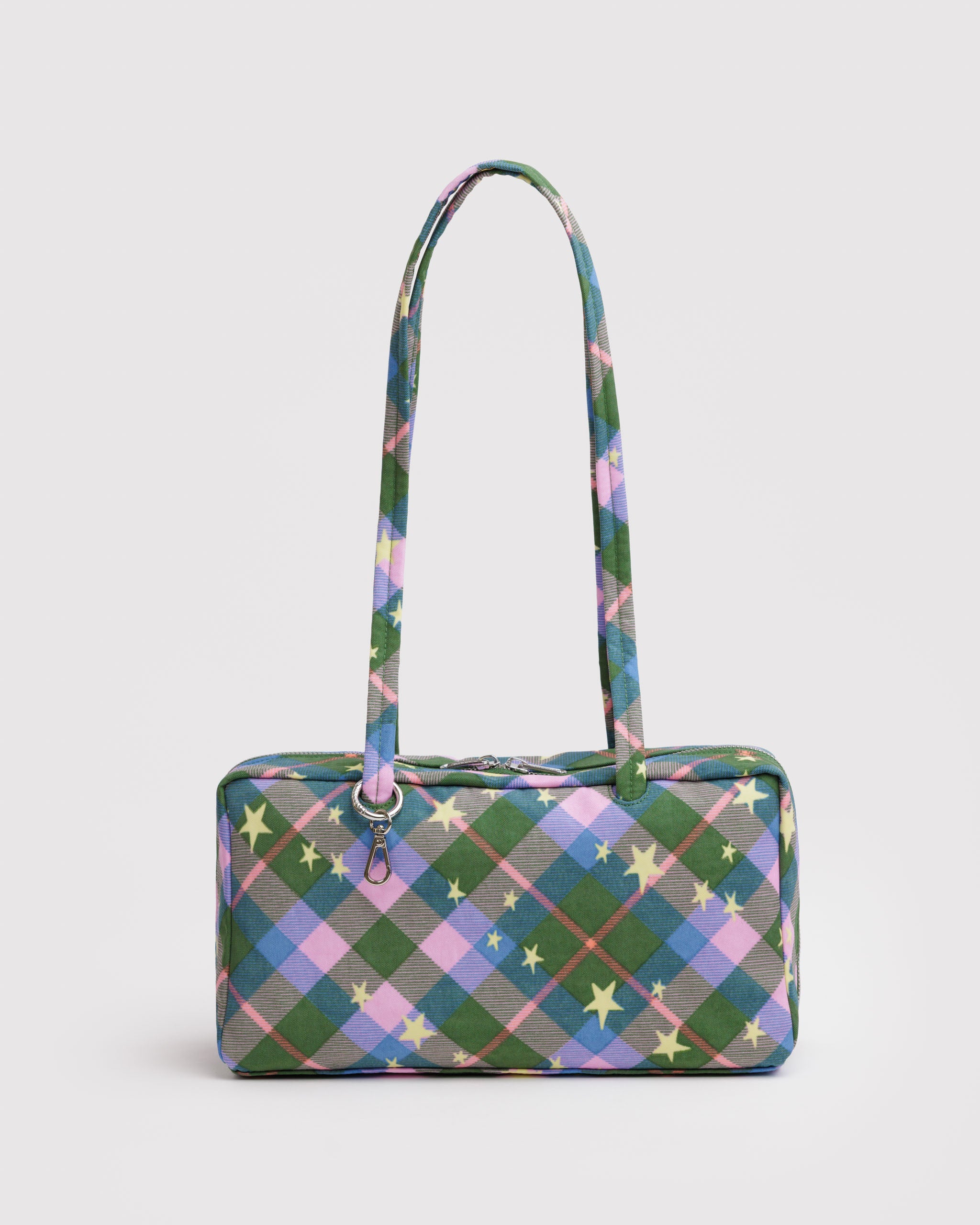 BAGGU Nylon Bowler Bag - Green Star Plaid
