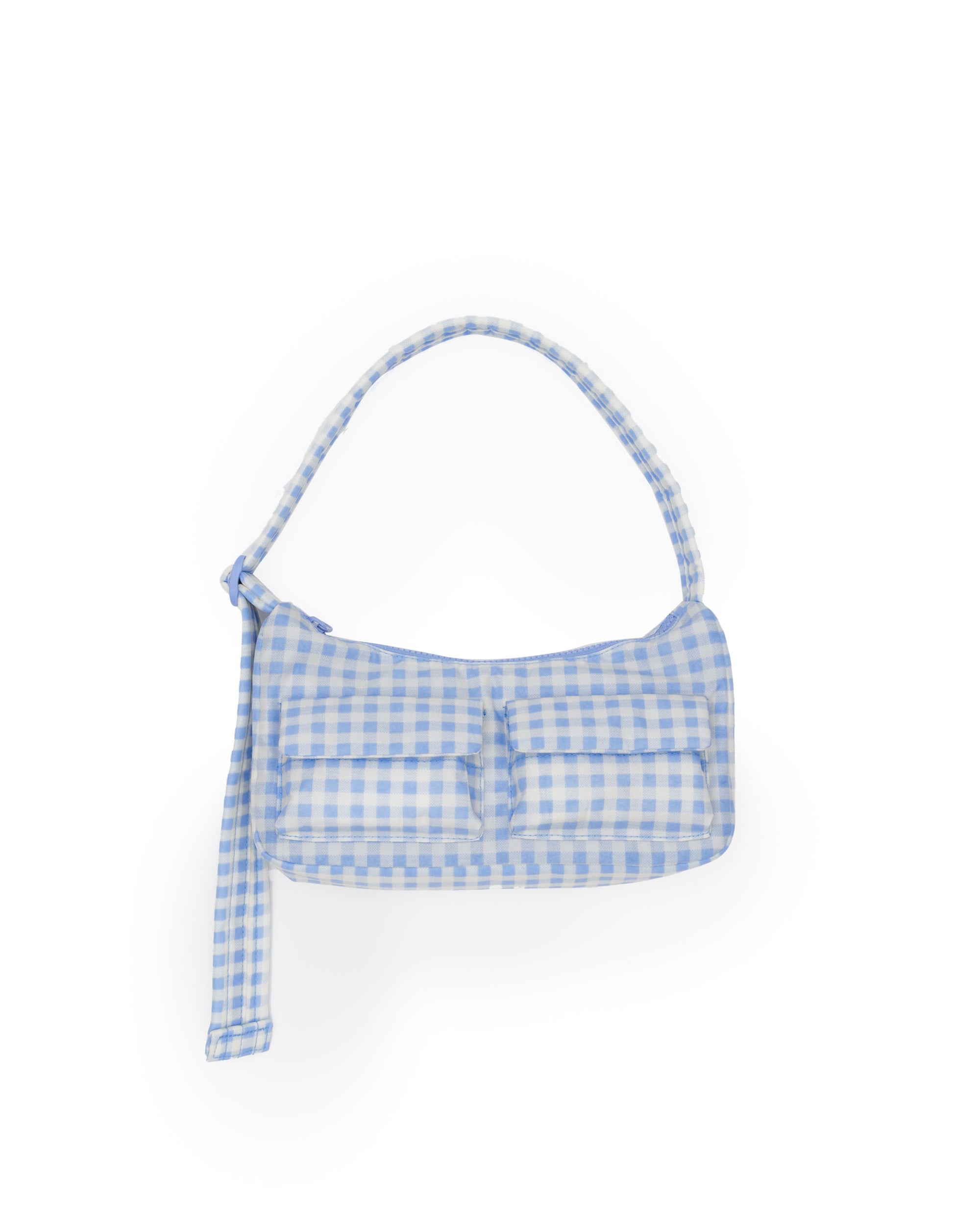 BAGGU Cargo Shoulder Bag - Light Blue Gingham