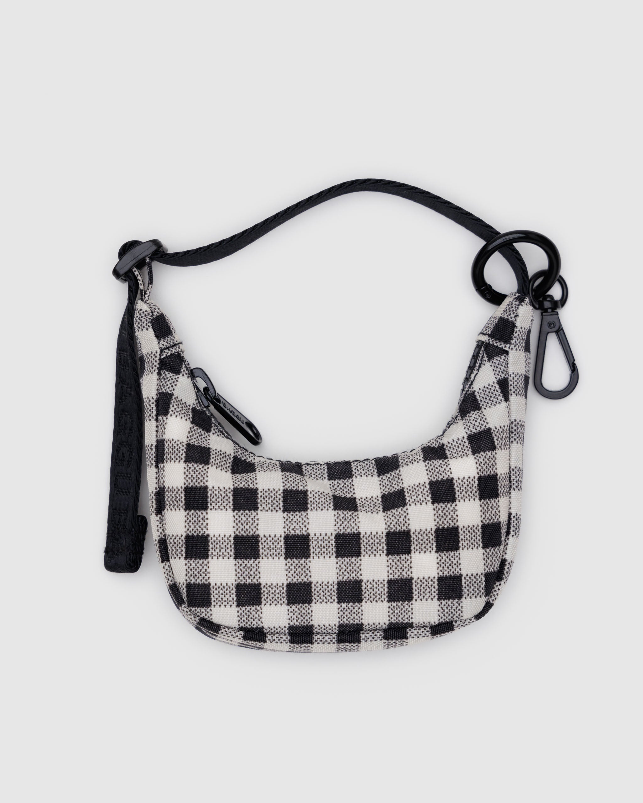 BAGGU Crescent Bag Charm - Black & White Gingham