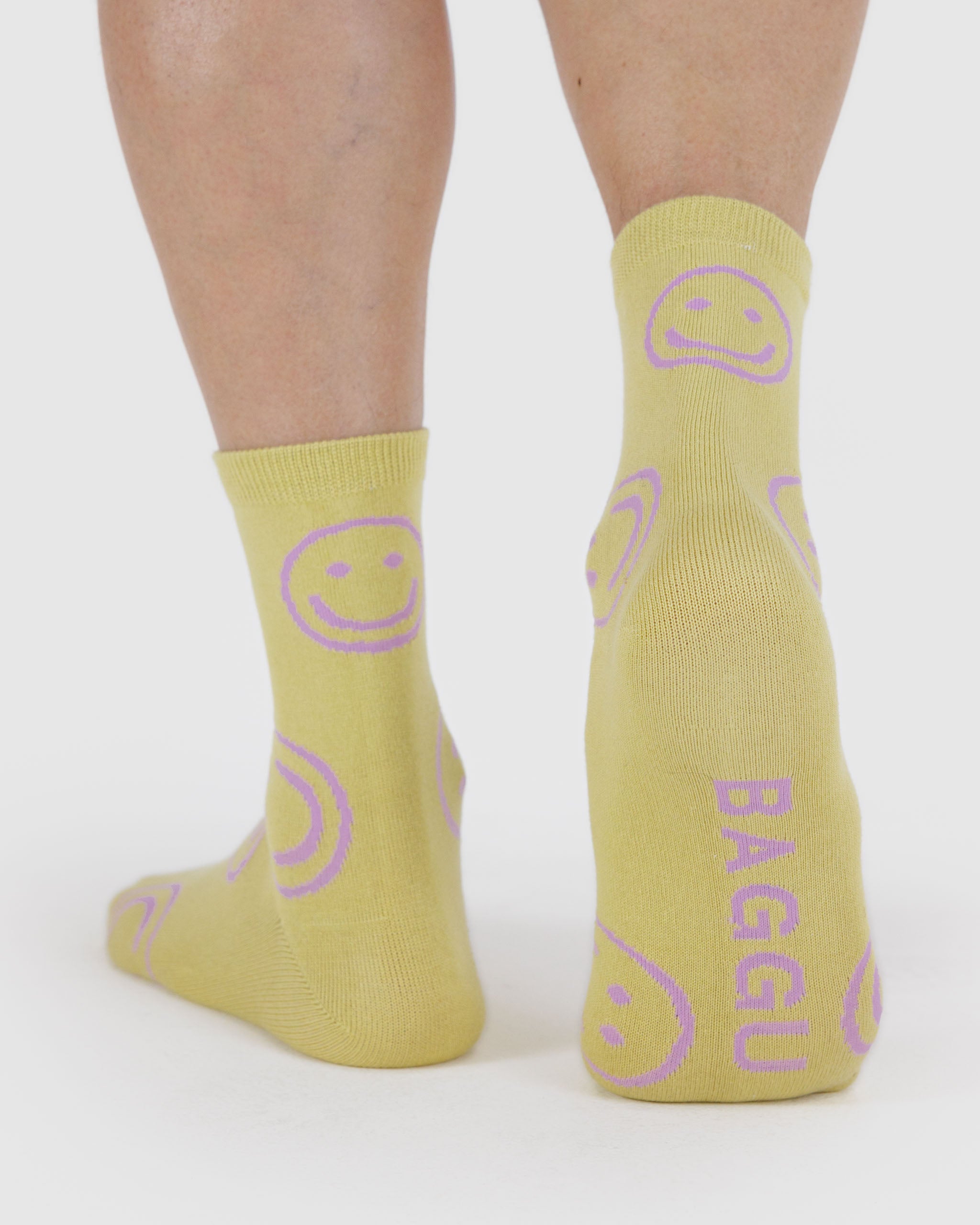 BAGGU Crew Sock - Straw Happy