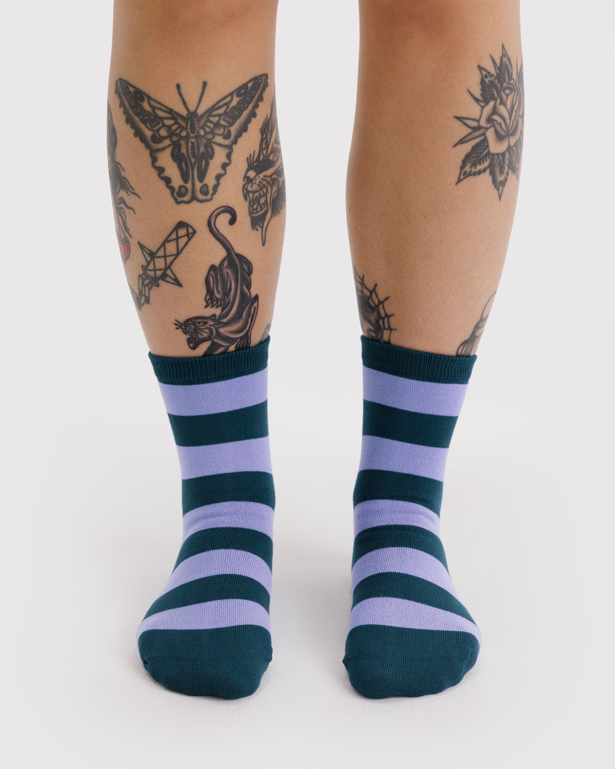 BAGGU Crew Sock - Malachite Stripe