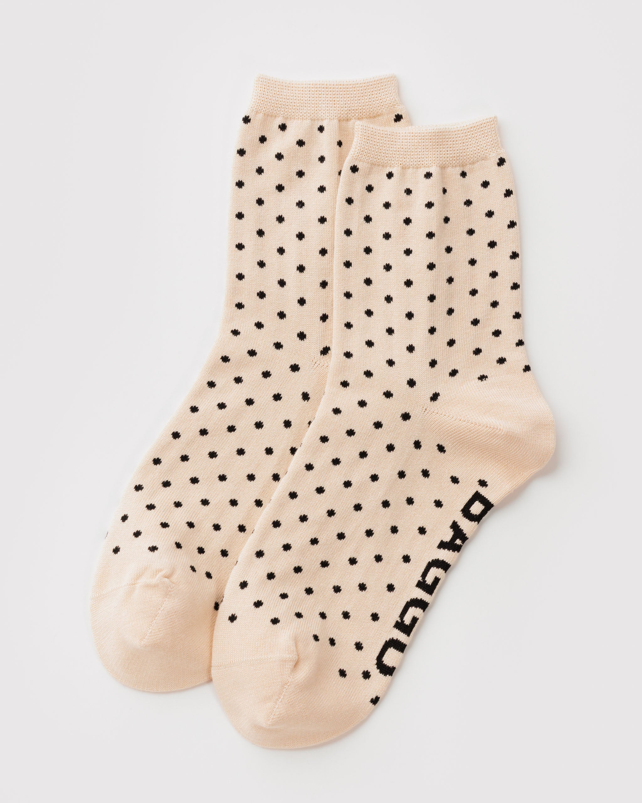 BAGGU Crew Sock - Micro Cream & Black Polka Dot