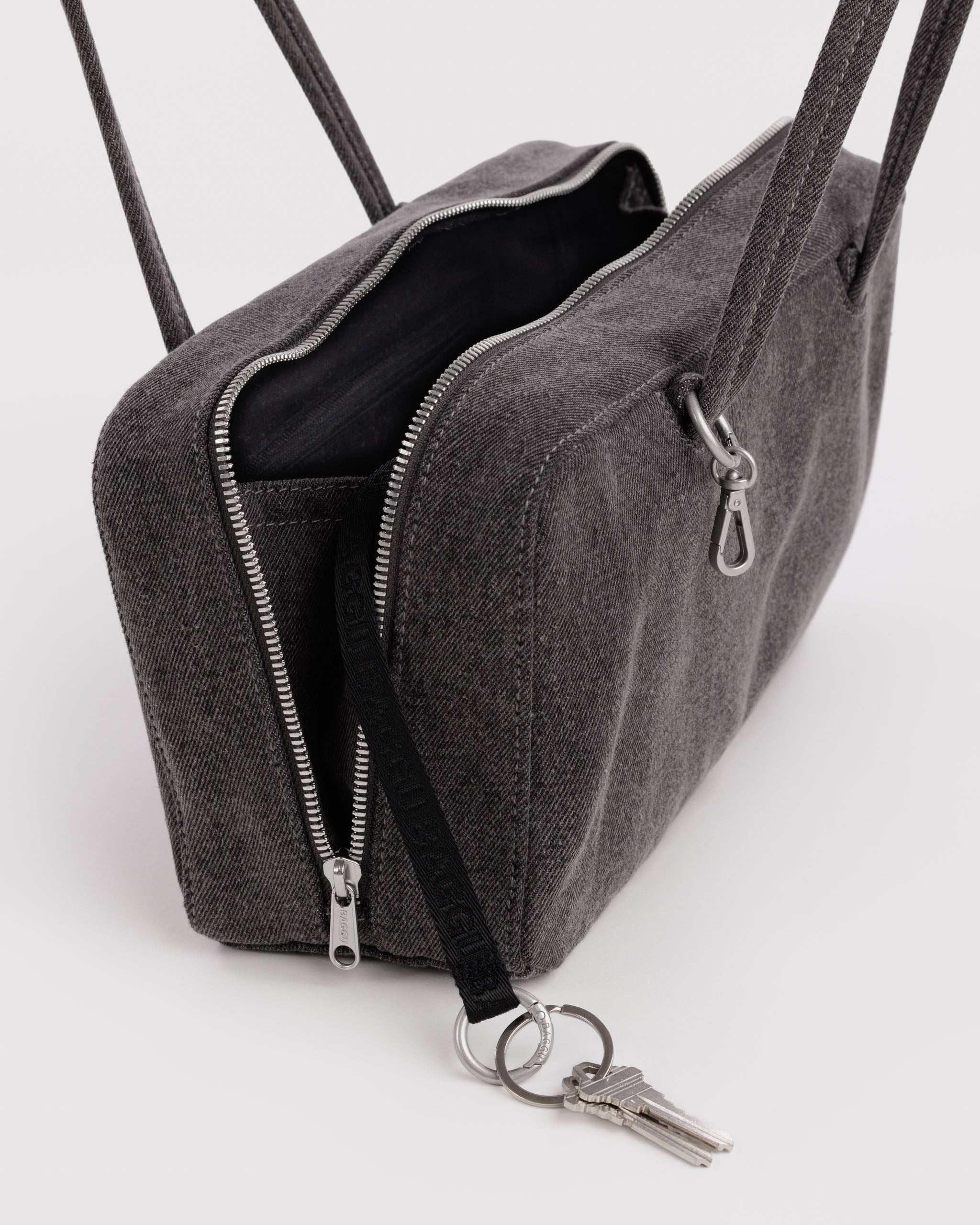 BAGGU Denim Bowler Bag - Washed Black Denim