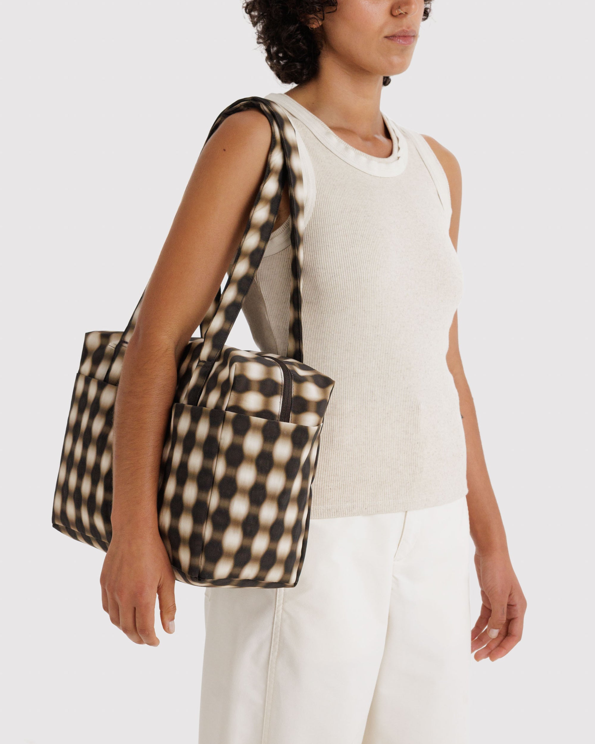 BAGGU Everyday Cloud Bag - Blurred Gingham Brown