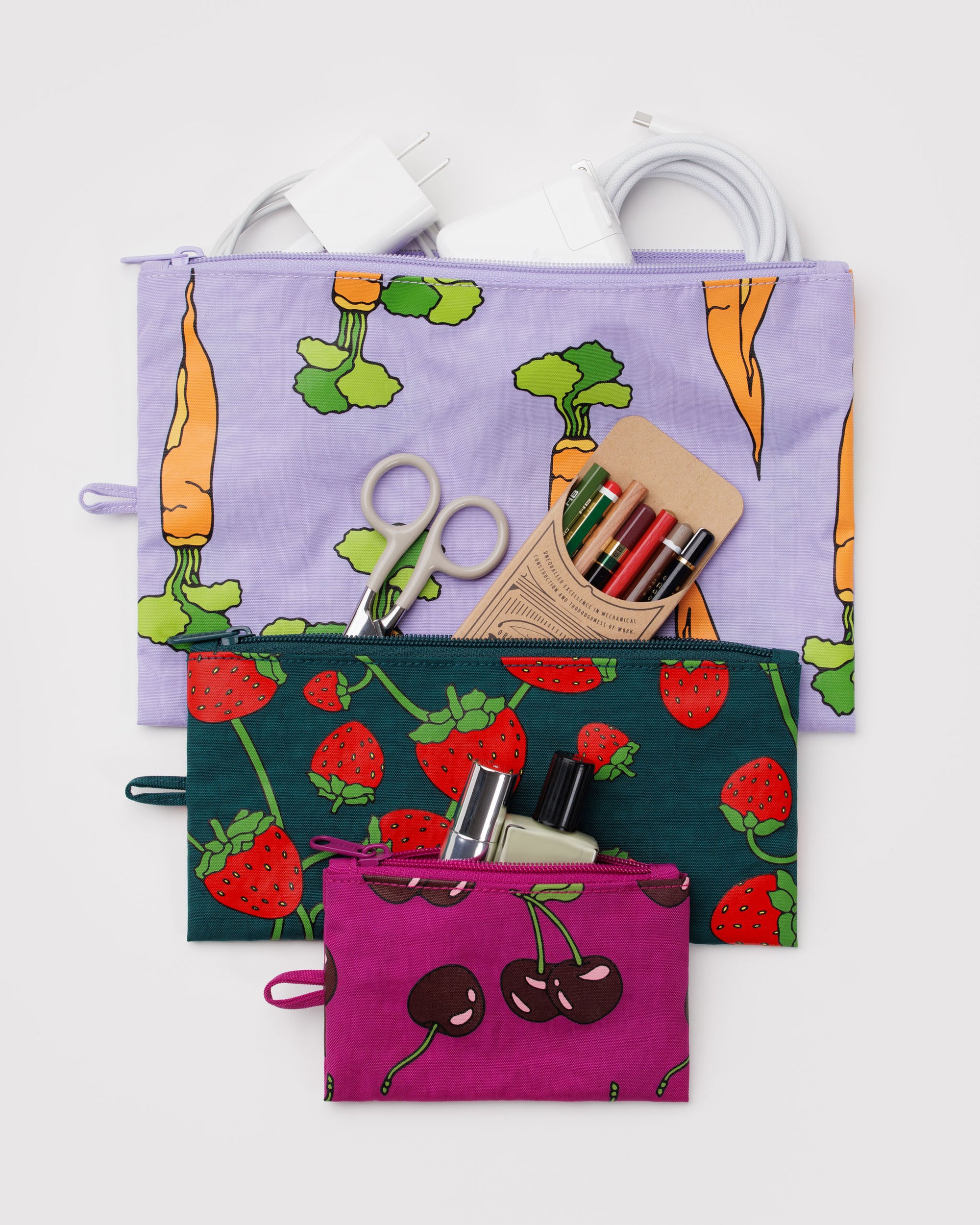 BAGGU Flat Pouch Set - Carrots & Berries