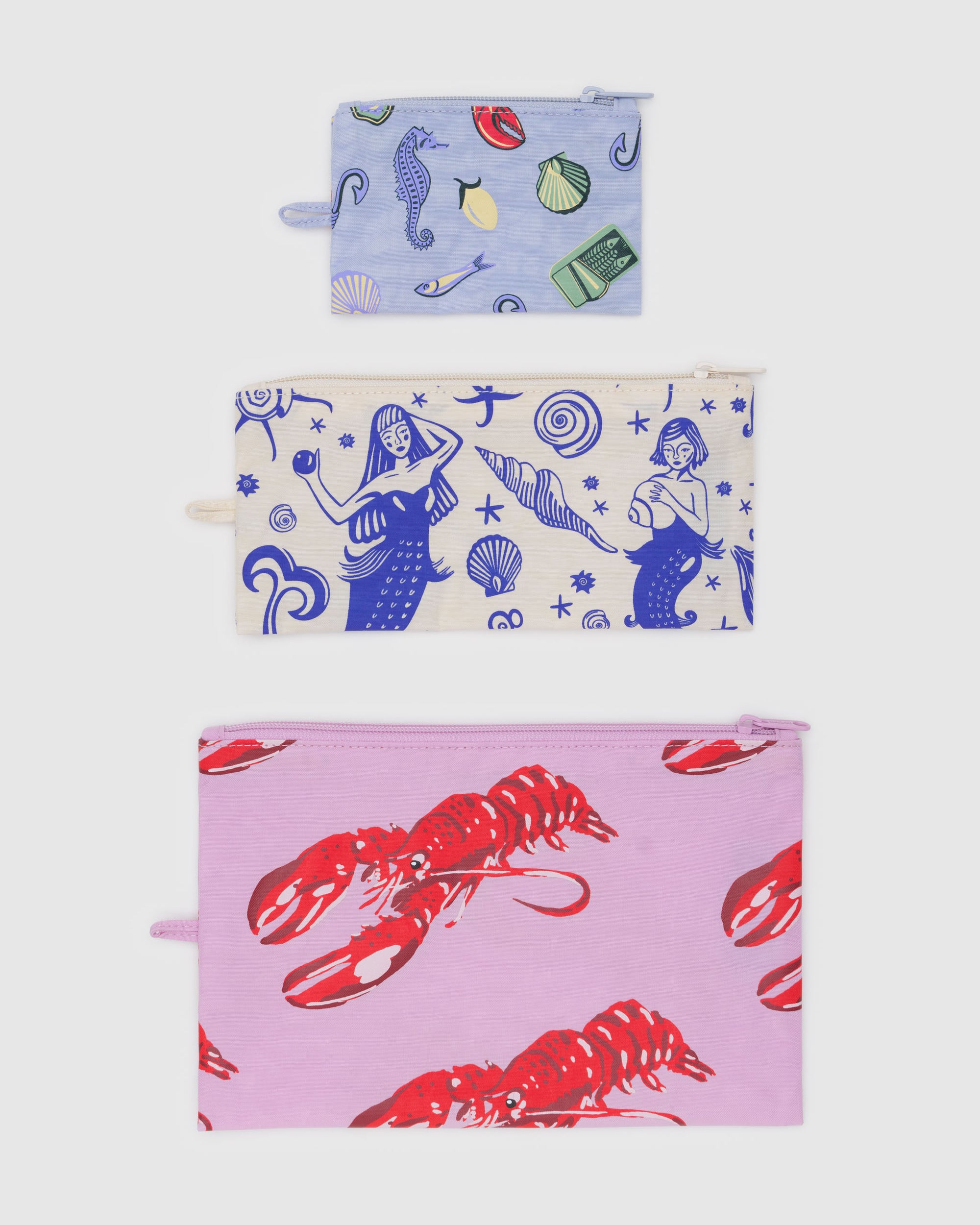 BAGGU Flat Pouch Set - Sea Creatures