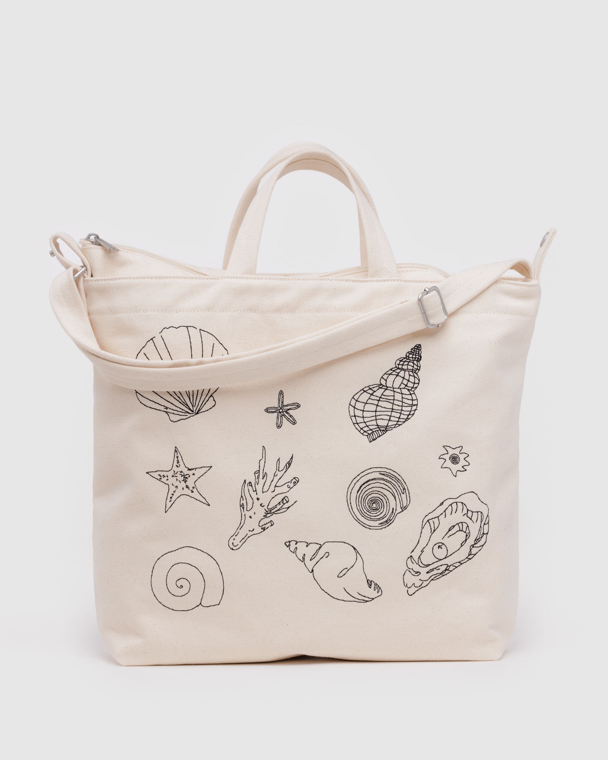 BAGGU Horizontal Zip Duck Bag - Embroidered Shells