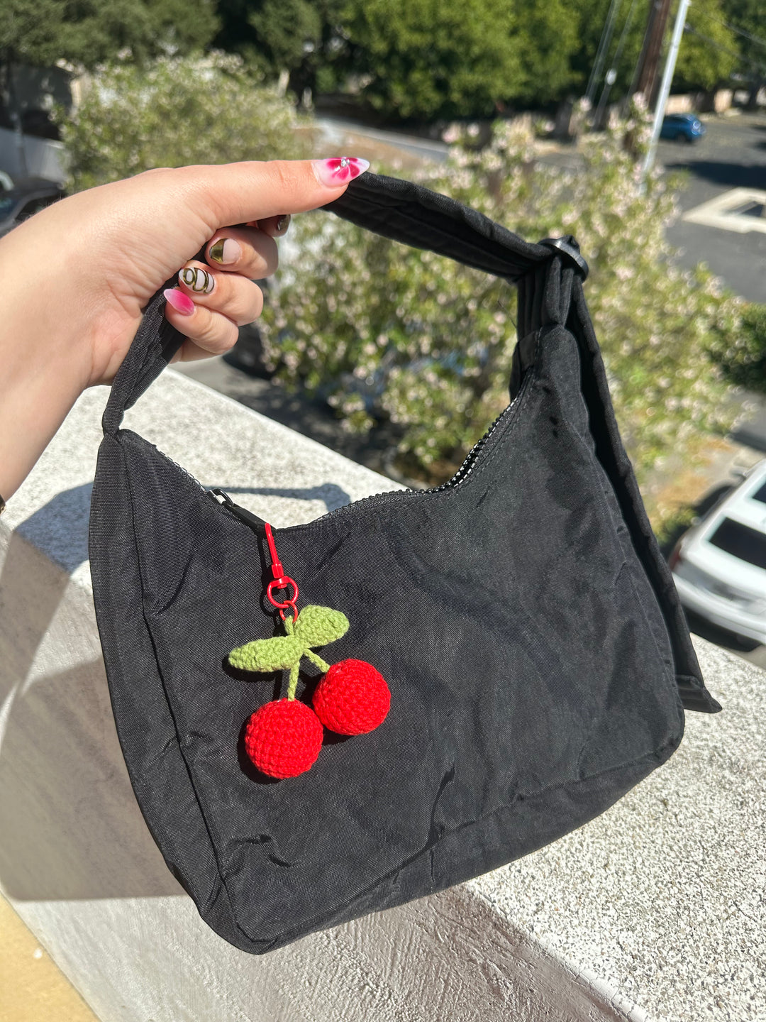 Mini Cherry Crochet Keychain