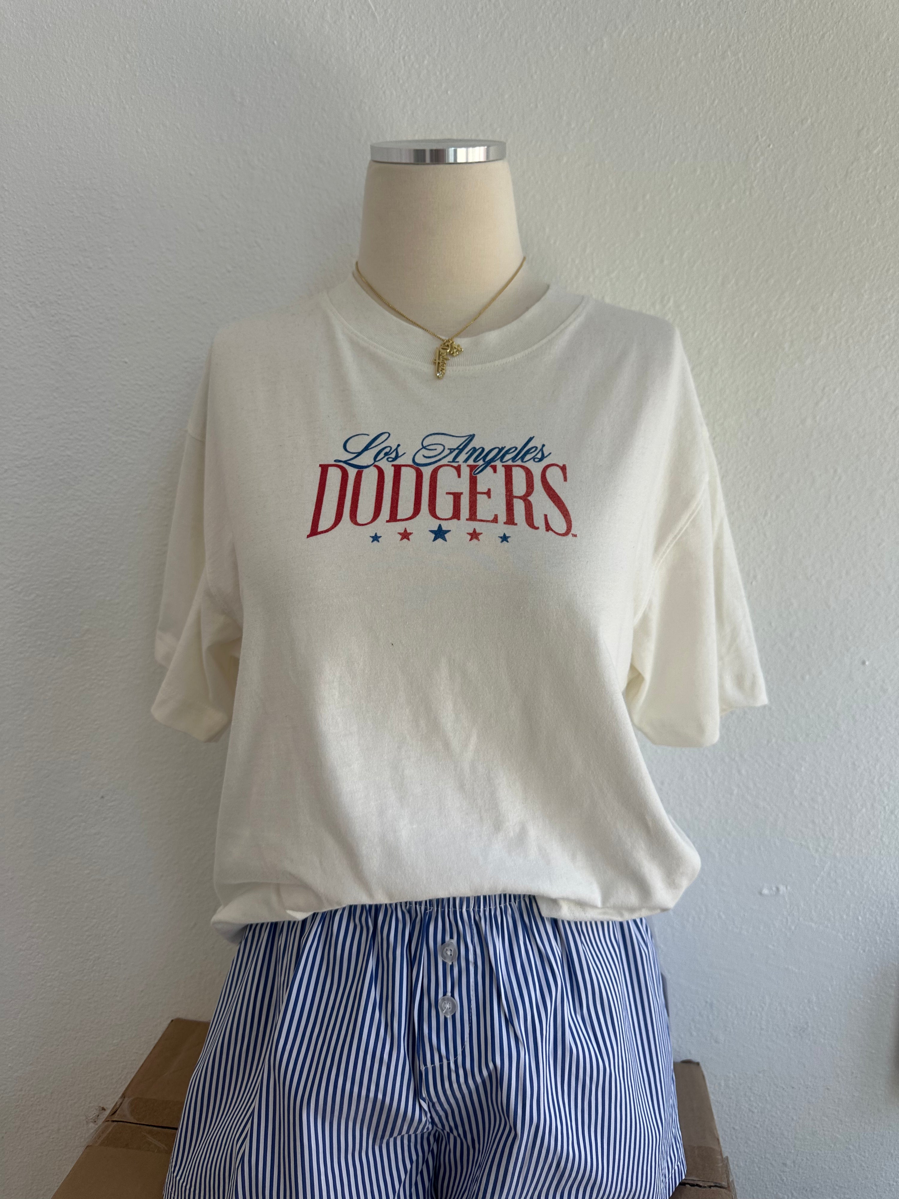 LA Dodgers Red, White, Blue and Stars Boxy Tee