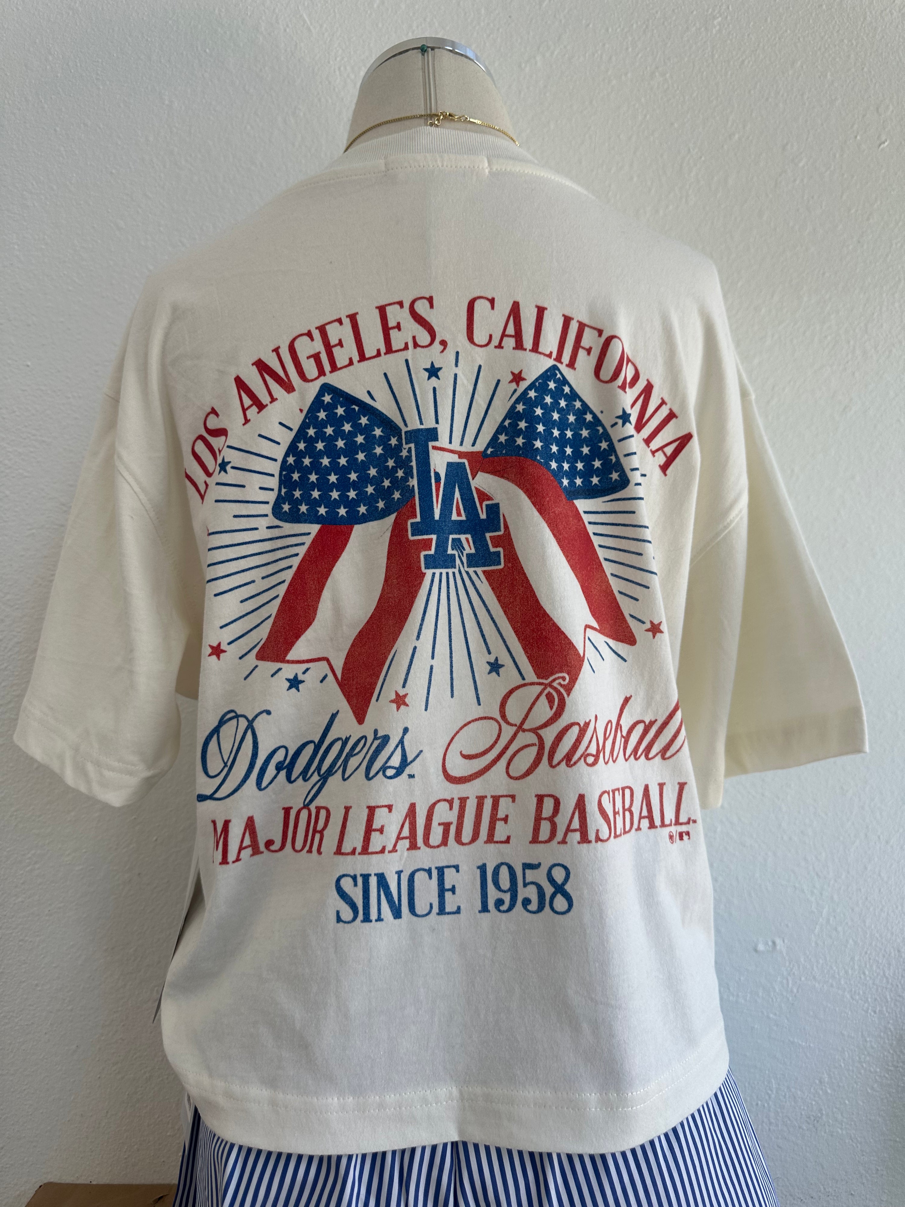 LA Dodgers Red, White, Blue and Stars Boxy Tee