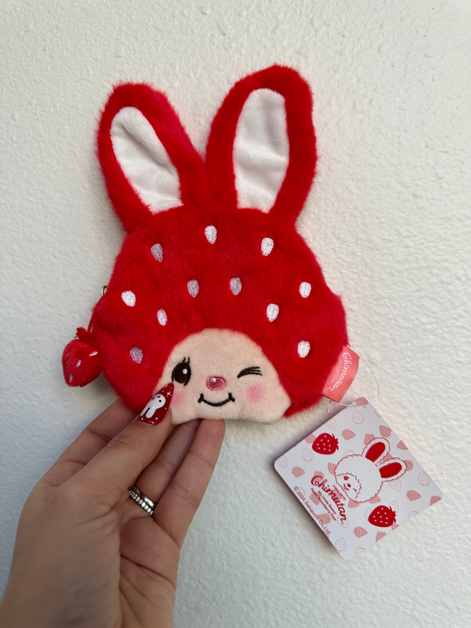 Monchhichi Coin Purse- Strawberry Bunny