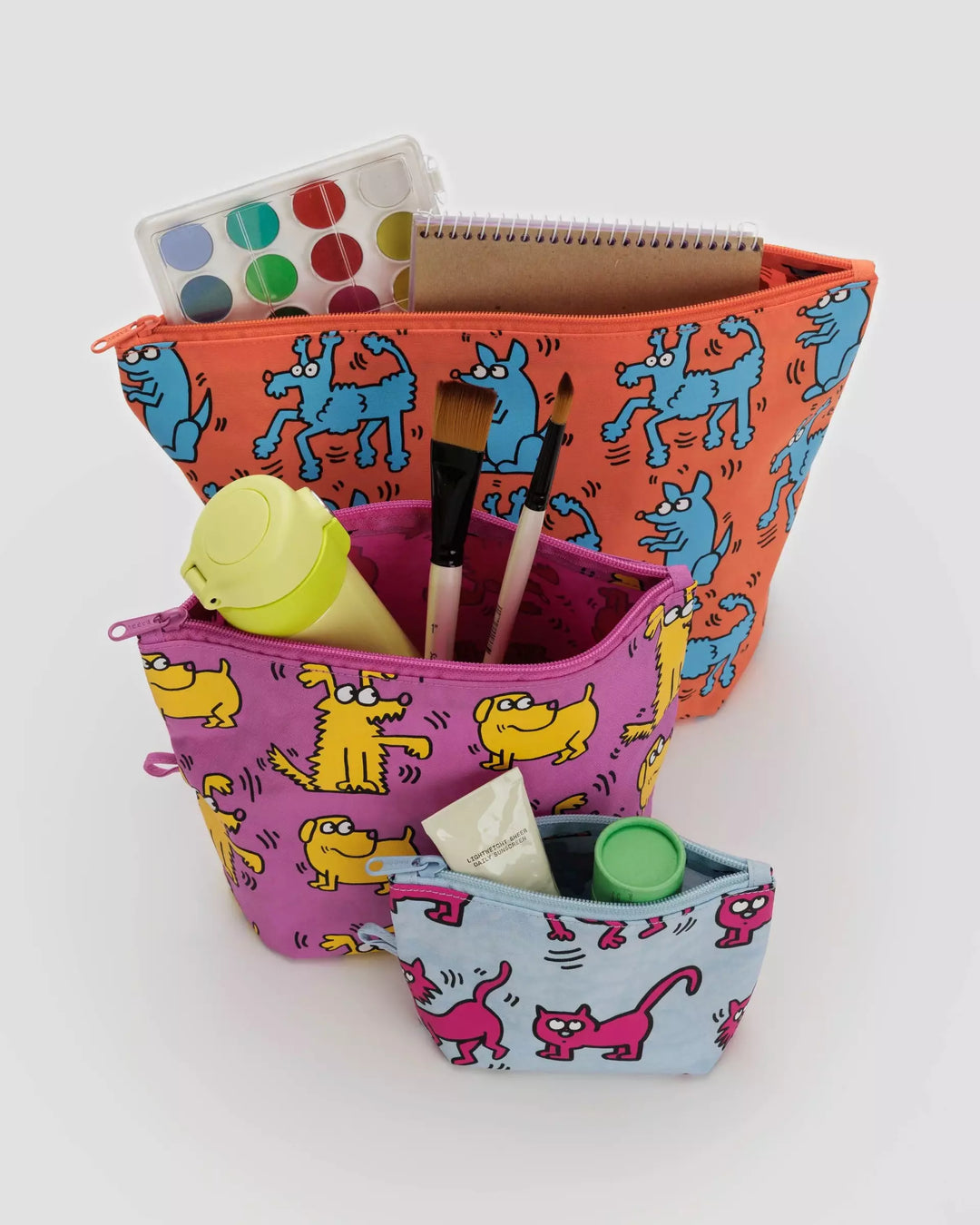 BAGGU Go Pouch Set Keith Haring Pets