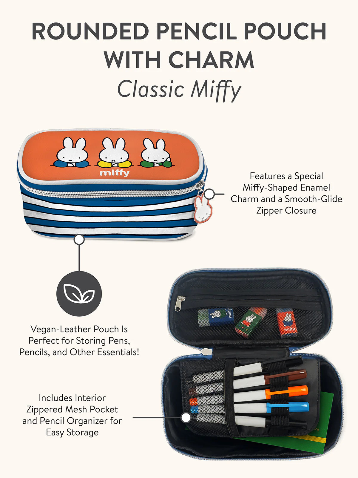 Classic Miffy Pencil Pouch with Charm