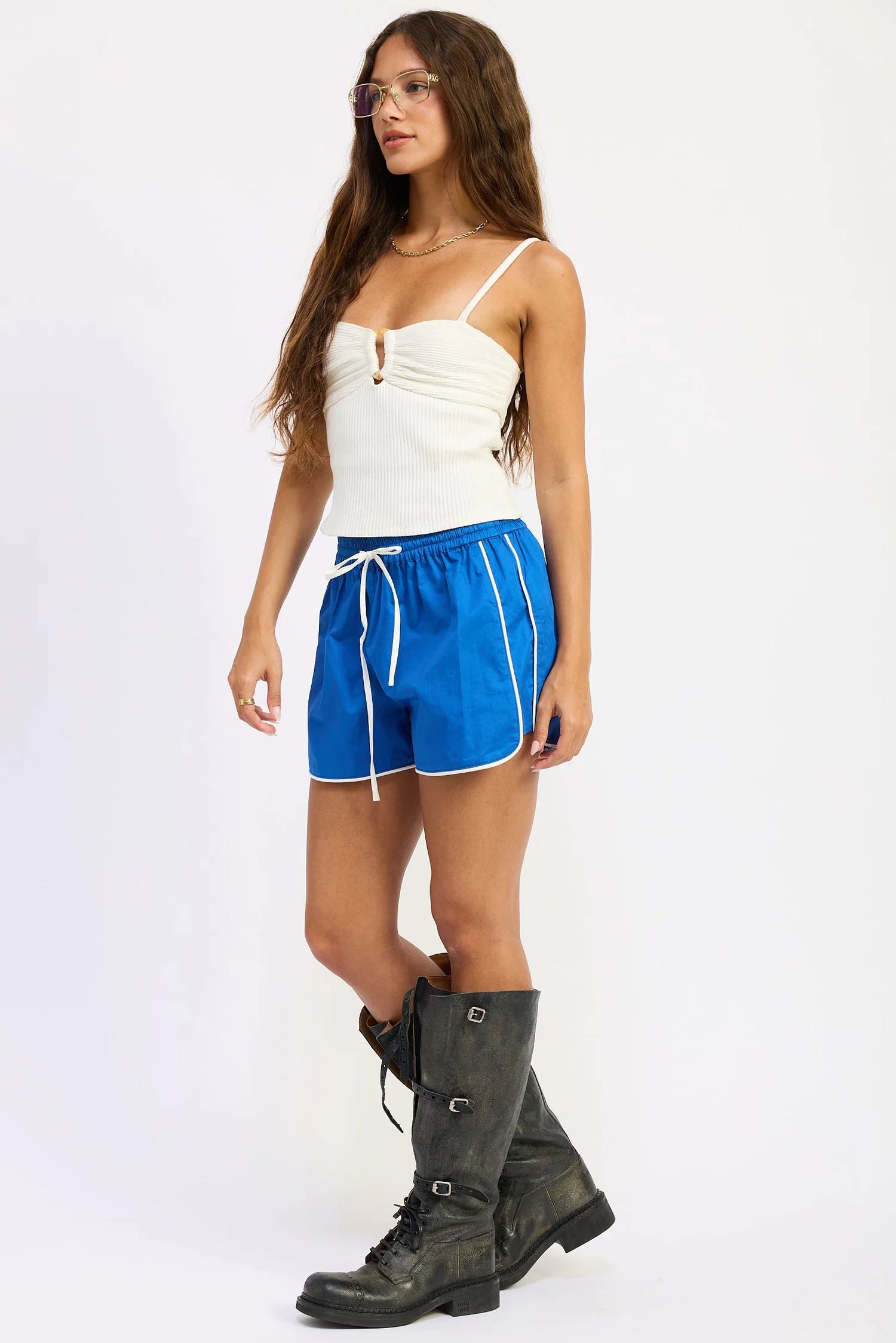 Drawstring Track Shorts - Blue