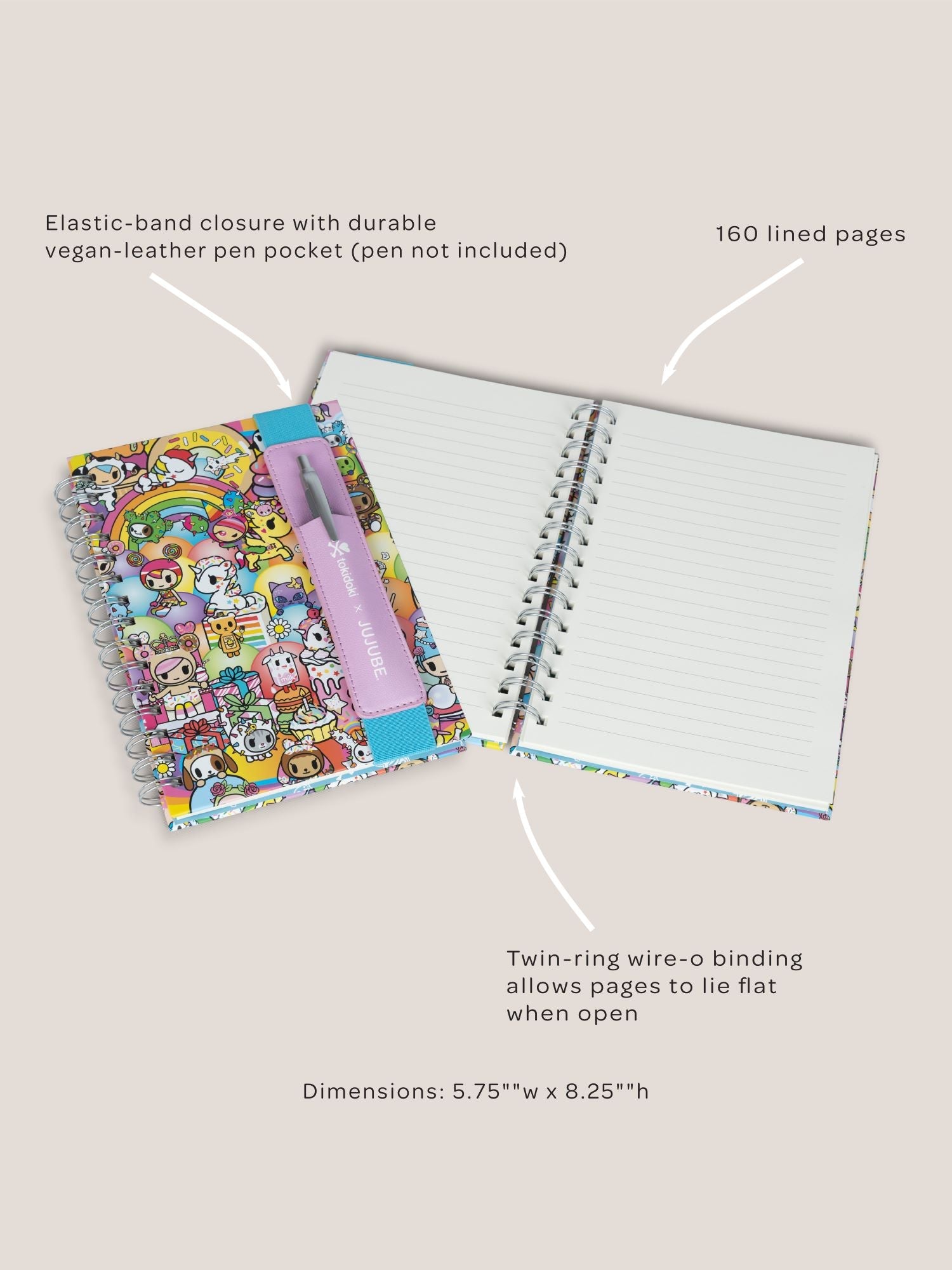 tokidoki Spiral Oliver Notebook with Reusable Pen Pocket - 20th Anniversary Celebration
