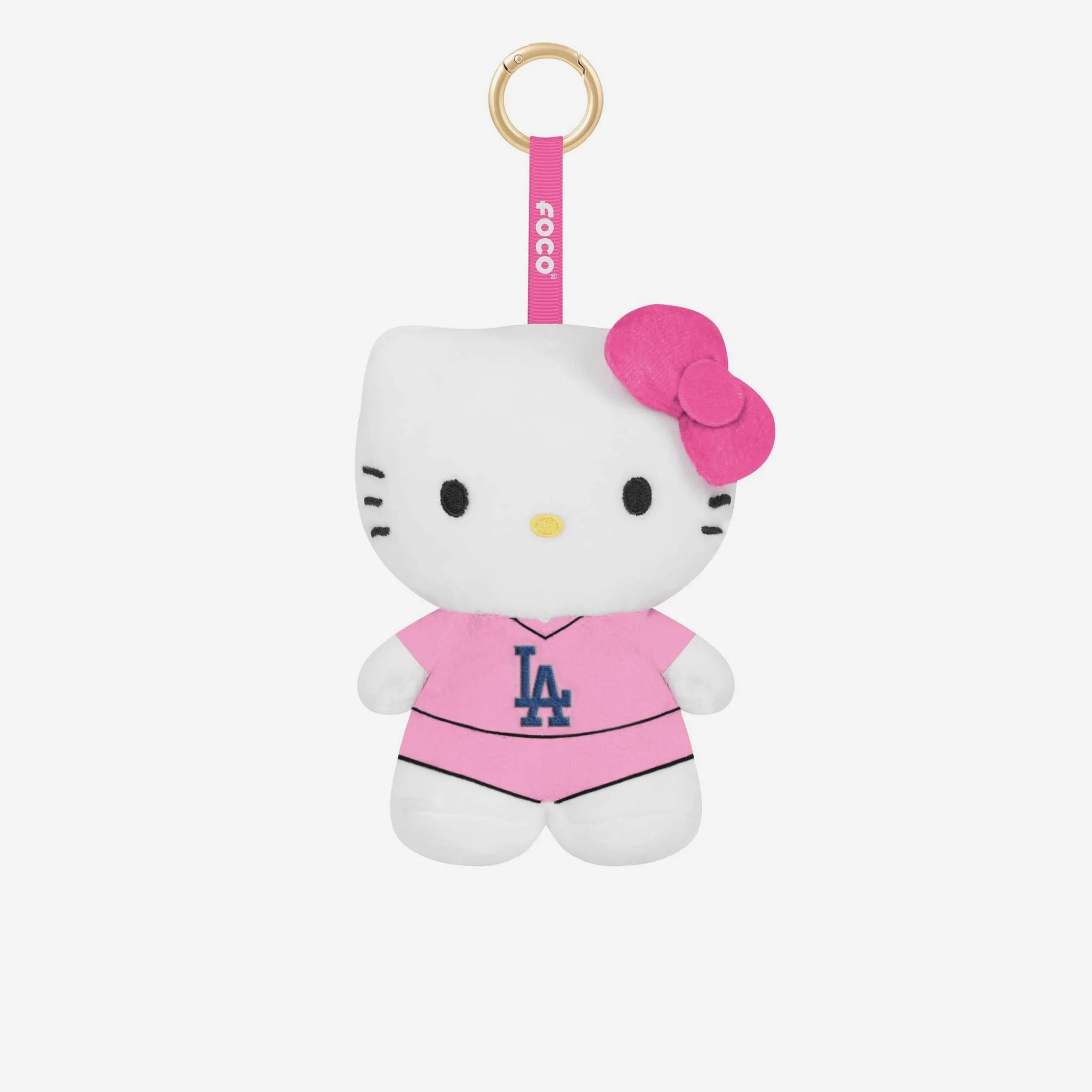 LA Dodgers Hello Kitty Plush Bag Charm Keychain - Pink