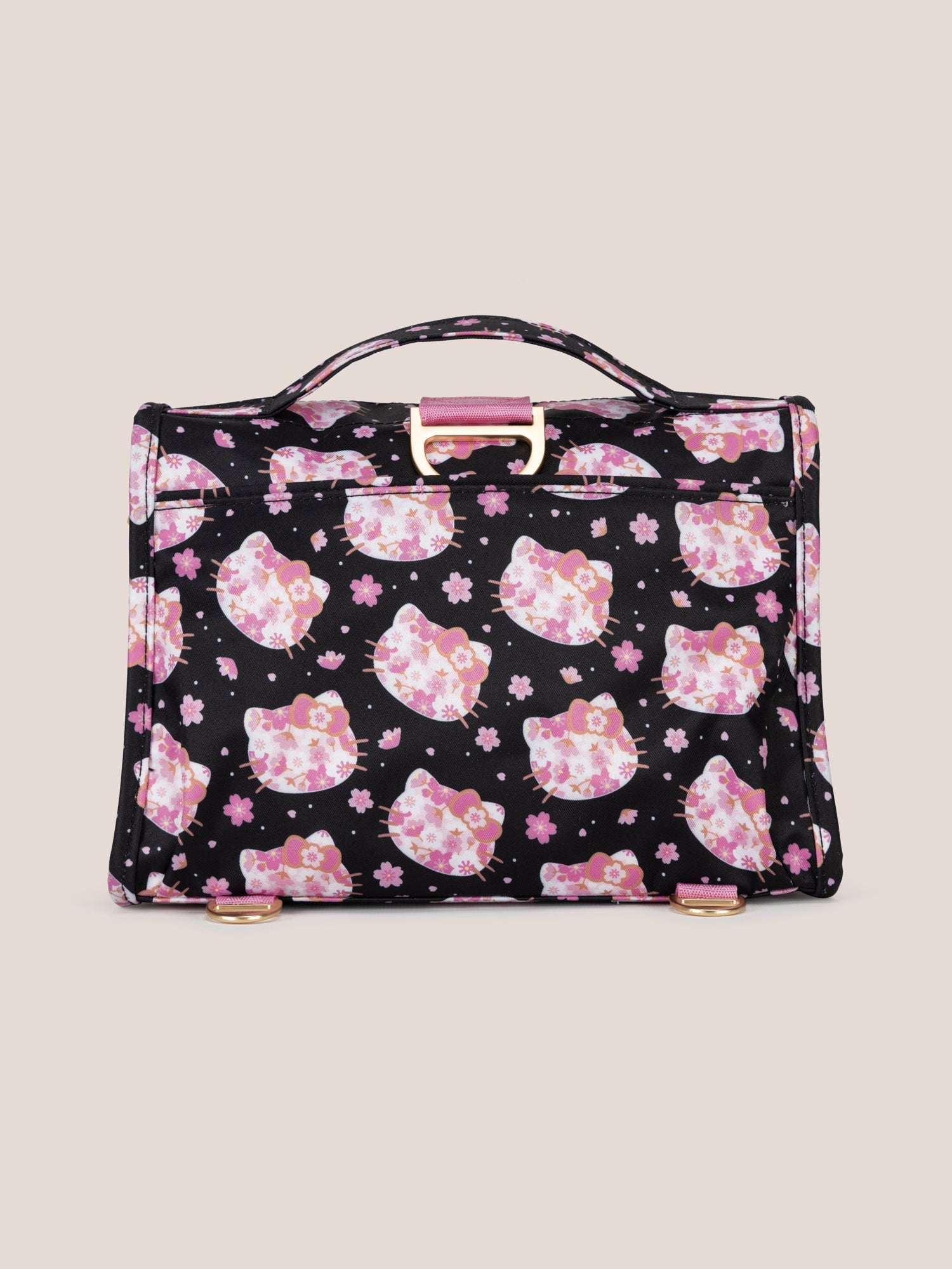 Hello Kitty® × JuJuBe Cherry Blossoms Bestie Small Messenger Handbag, Backpack — Black and Pink