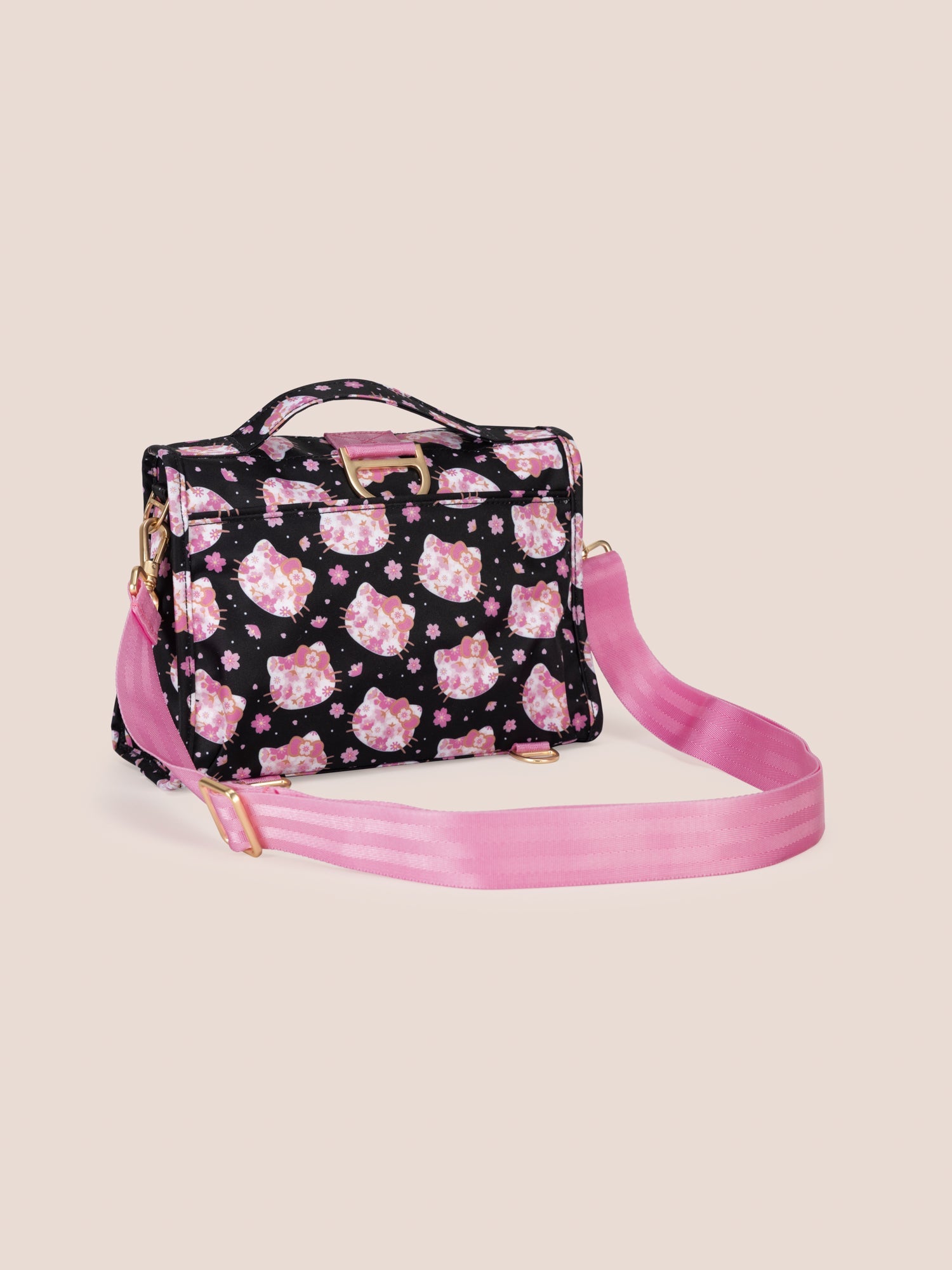Hello Kitty® × JuJuBe Cherry Blossoms Bestie Small Messenger Handbag, Backpack — Black and Pink