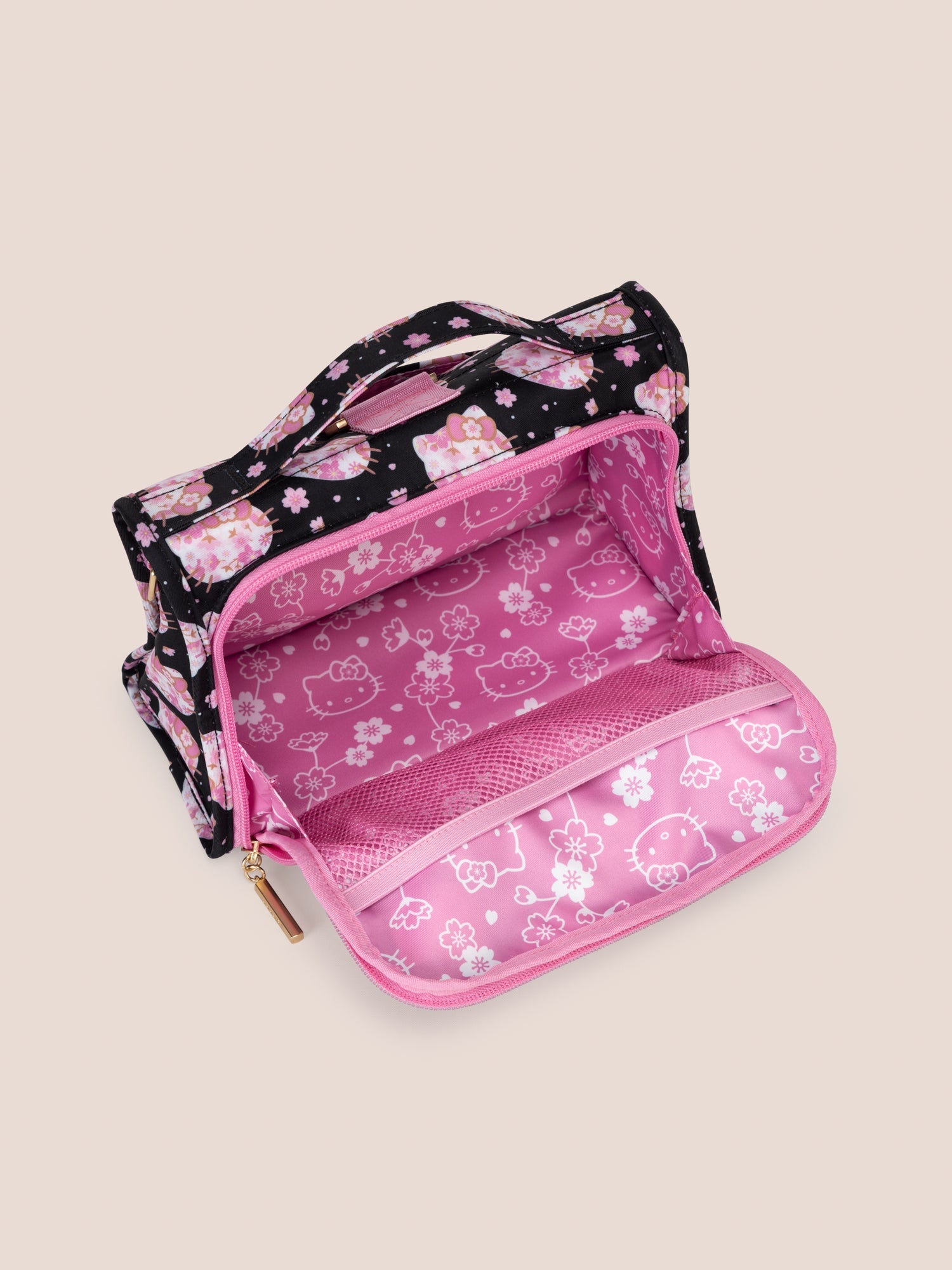 Hello Kitty® × JuJuBe Cherry Blossoms Bestie Small Messenger Handbag, Backpack — Black and Pink