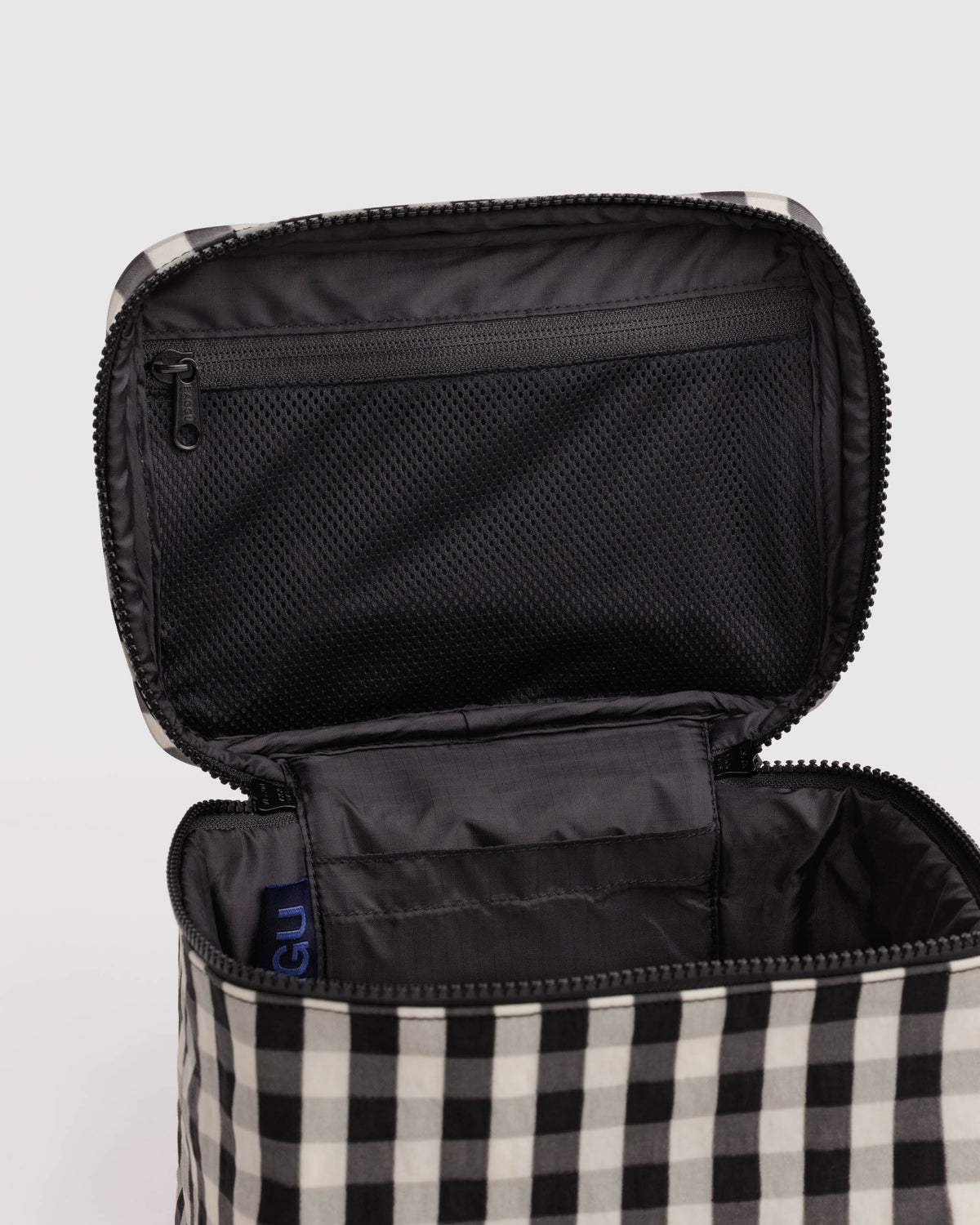 BAGGU Large Cosmetic Case - Black and Cream Gingham