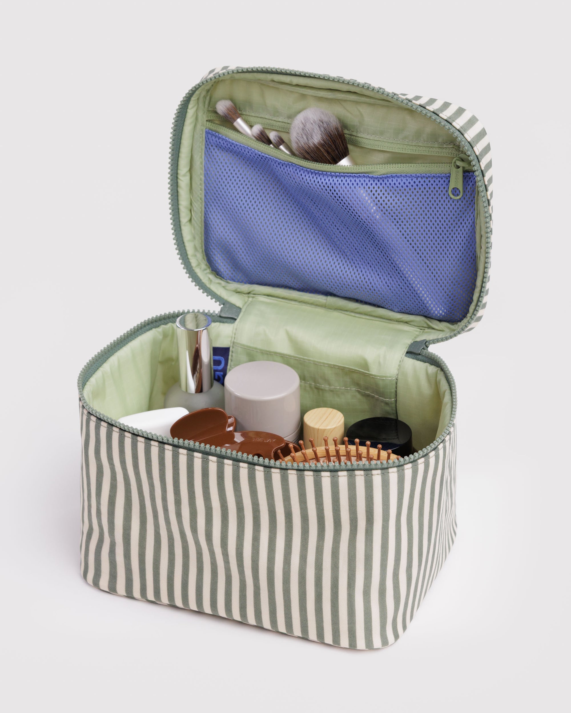 BAGGU Large Cosmetic Case - Sage Stripe