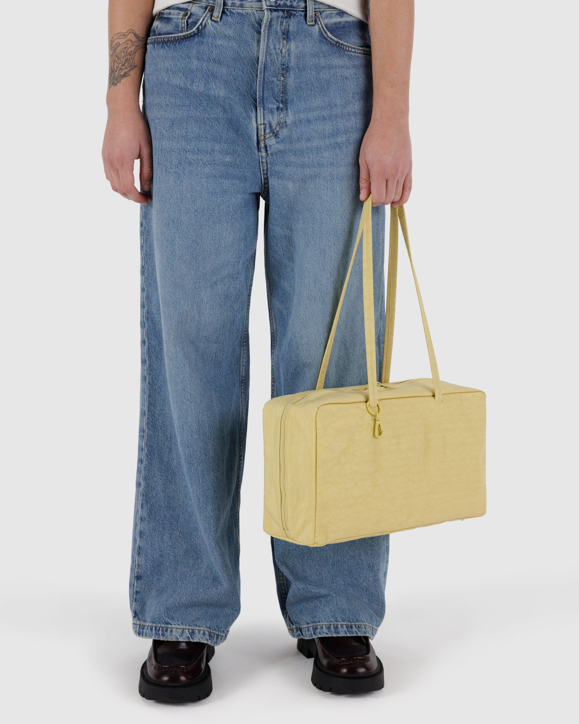 BAGGU Medium Nylon Bowler Bag - Butter
