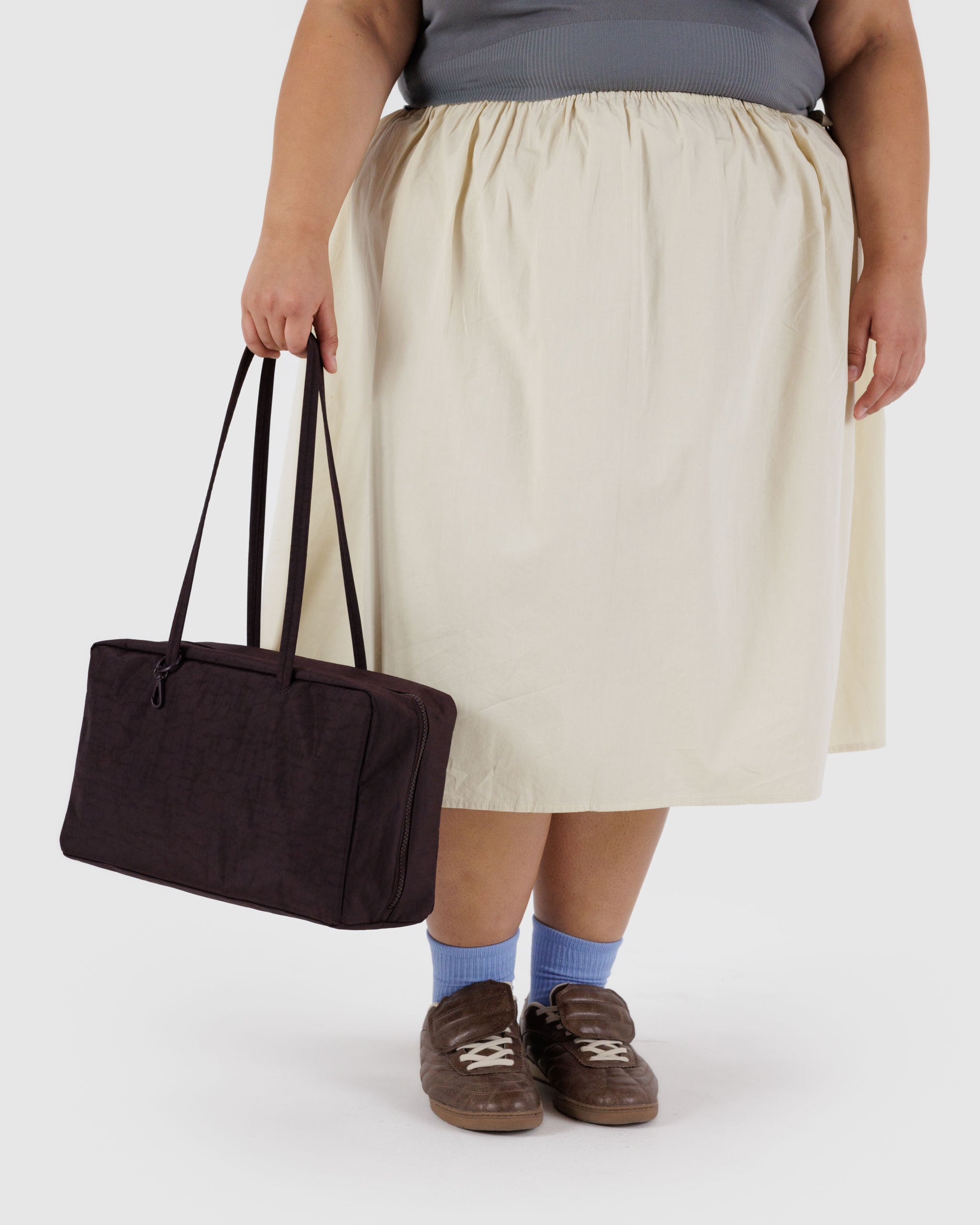 BAGGU Medium Nylon Bowler Bag - Chocolate Plum