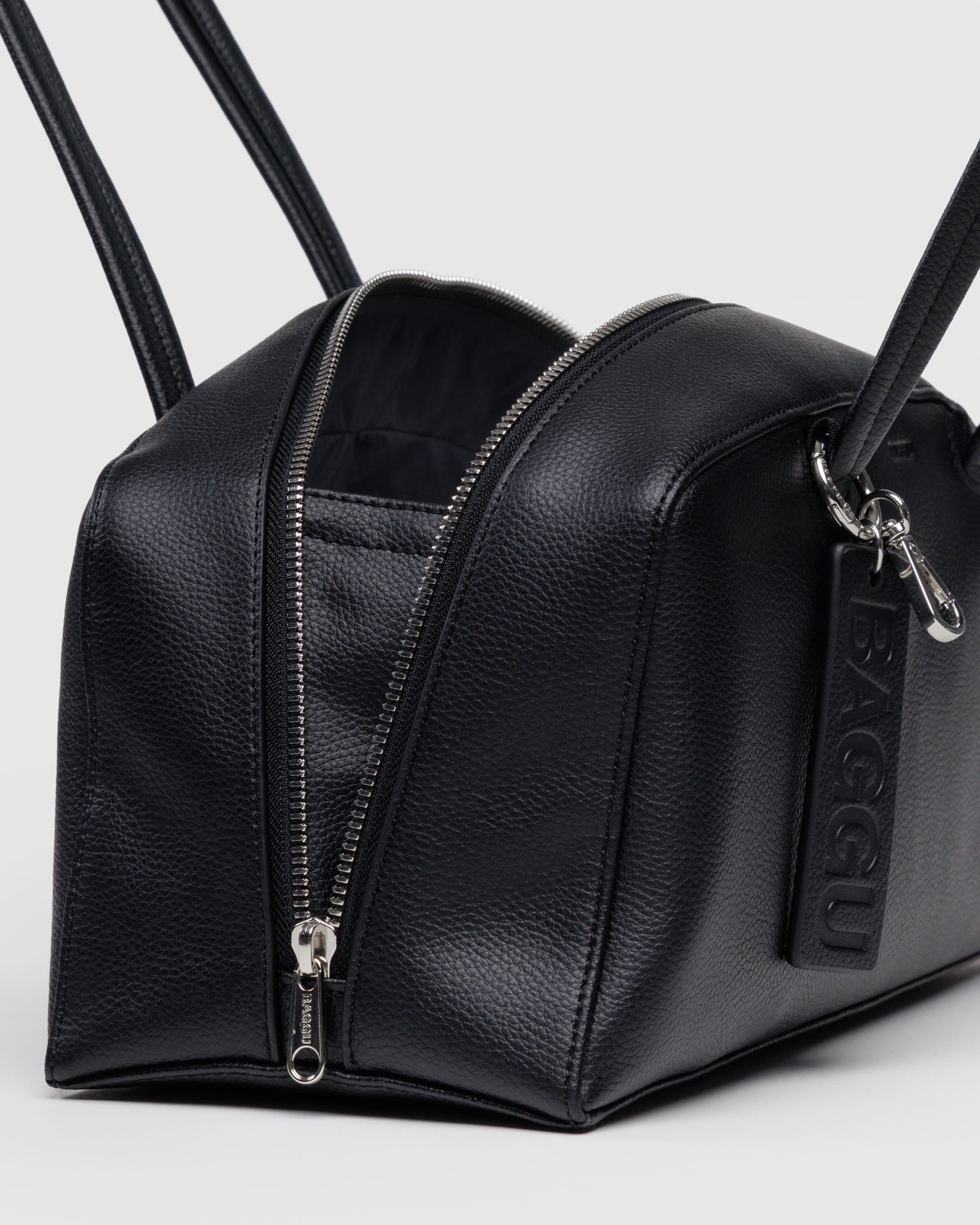 BAGGU Medium Recycled Leather Bowler Bag - Black