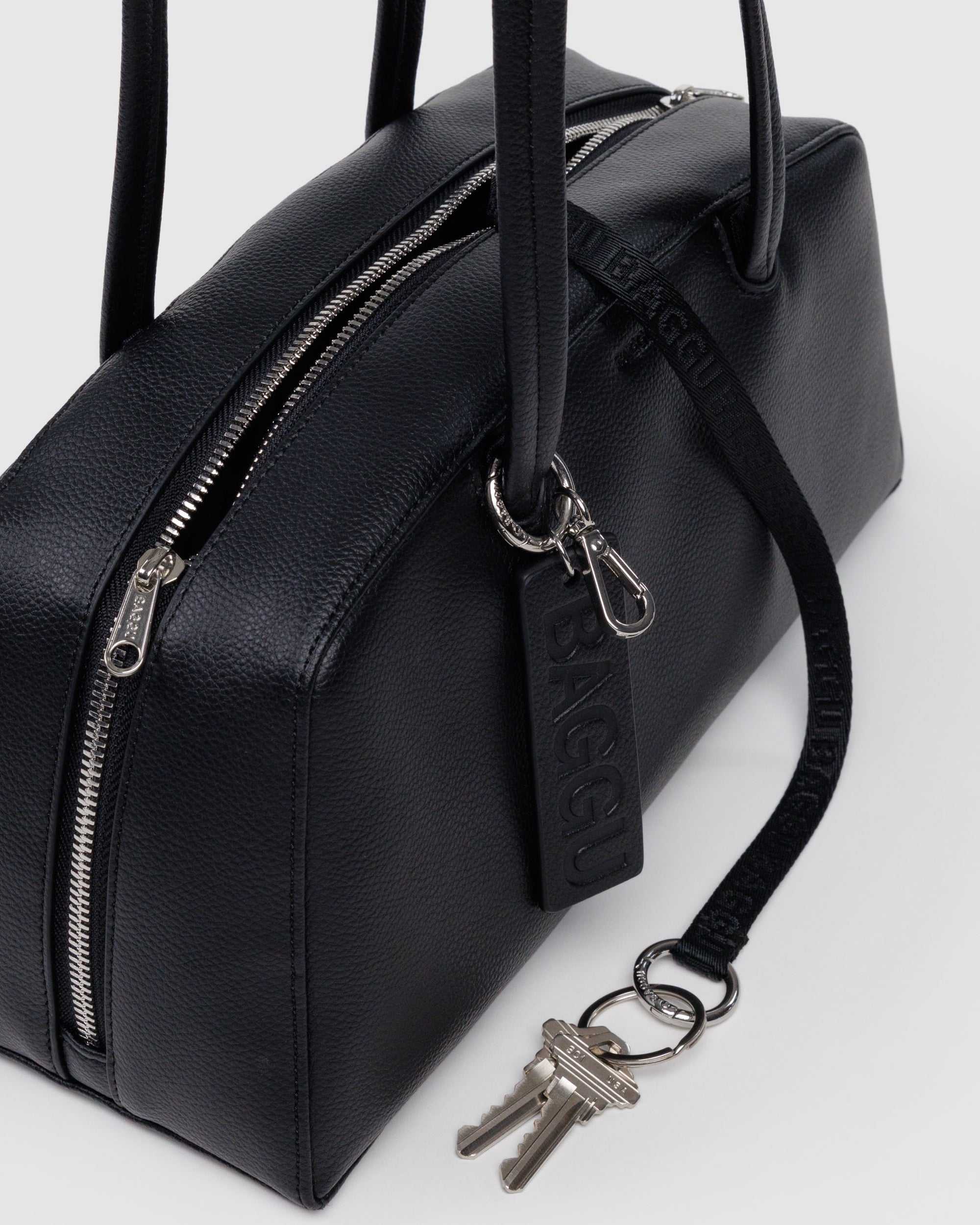 BAGGU Medium Recycled Leather Bowler Bag - Black