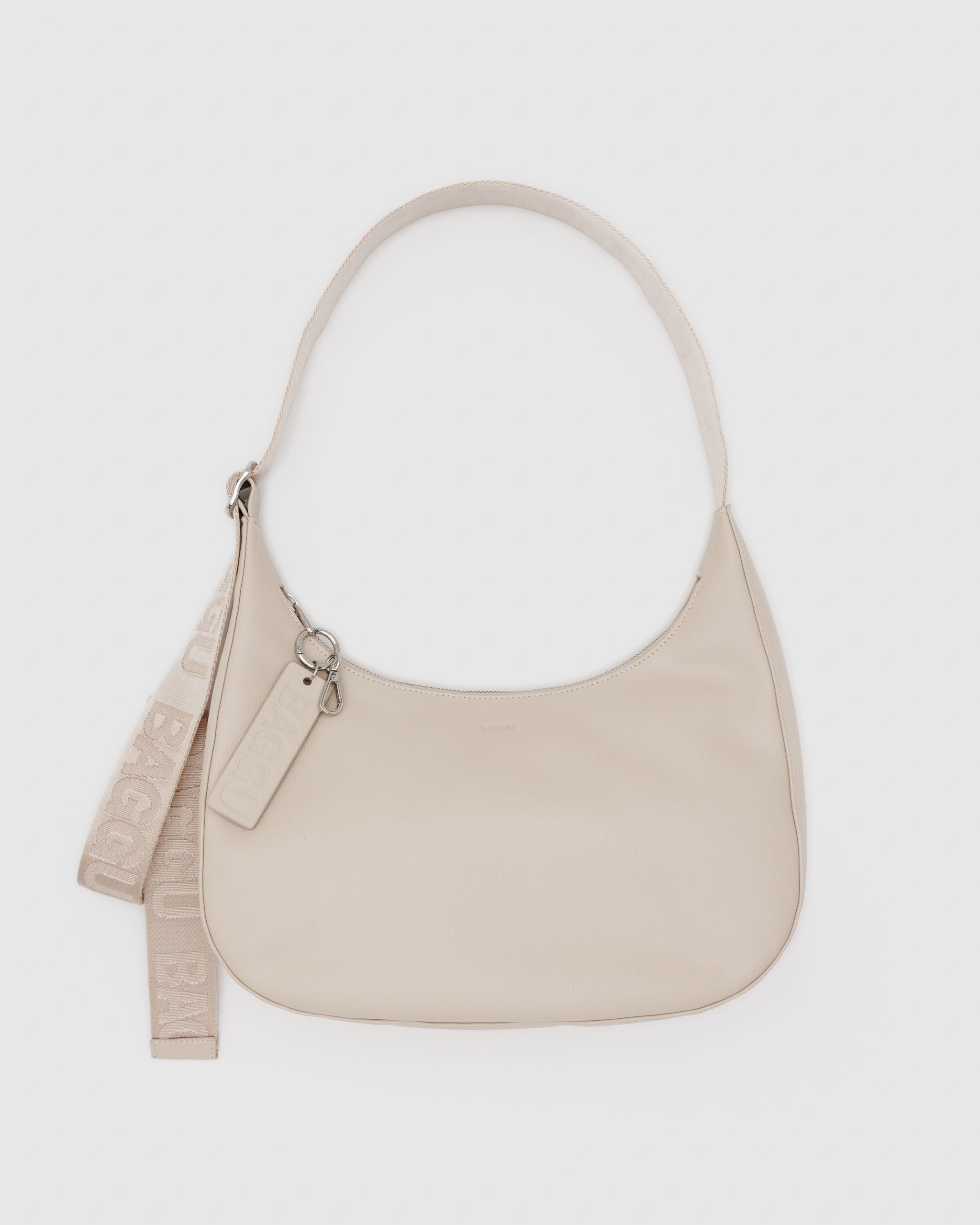 BAGGU Medium Recycled Leather Crescent Bag -Stone