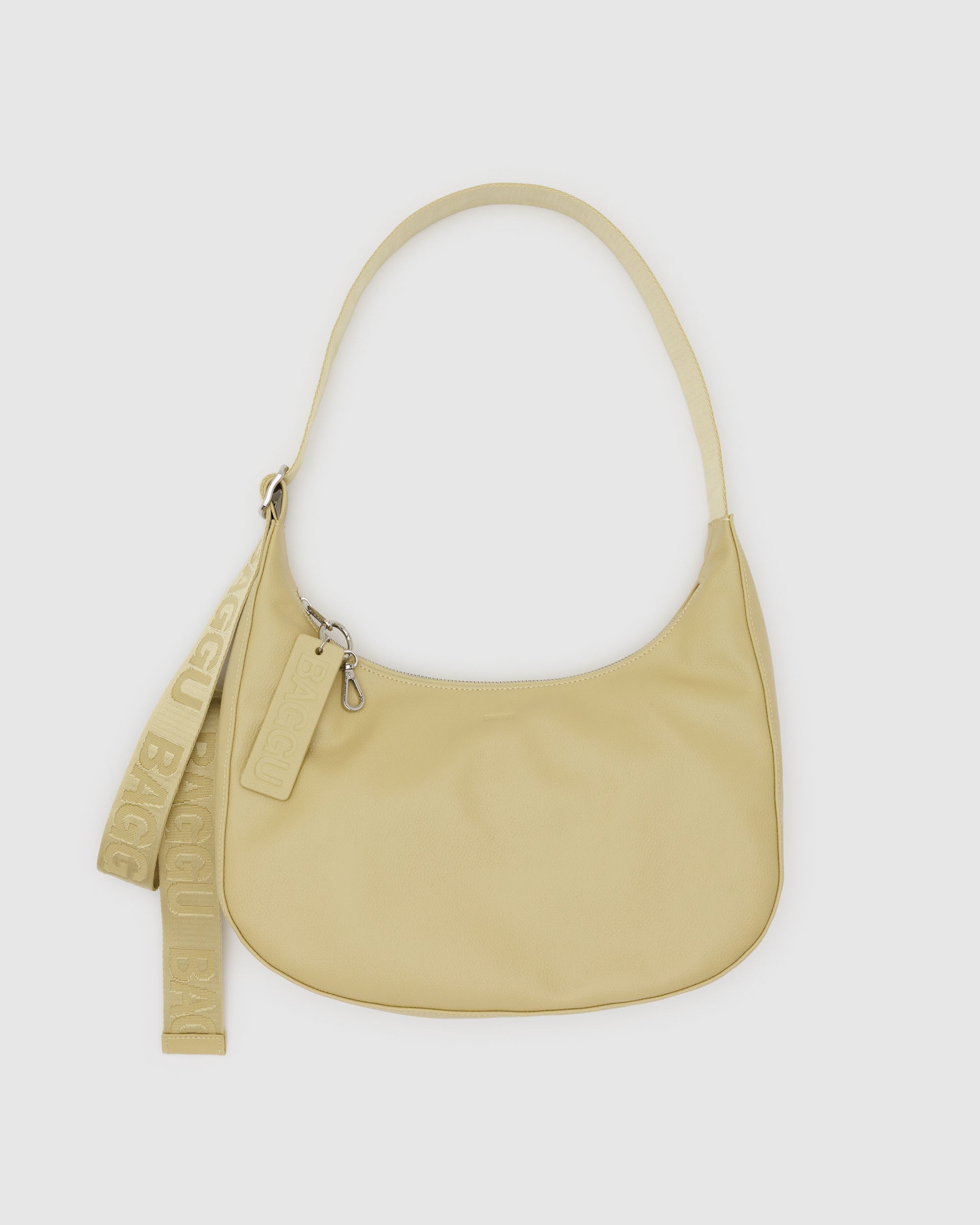 BAGGU Medium Recycled Leather Crescent Bag - Straw