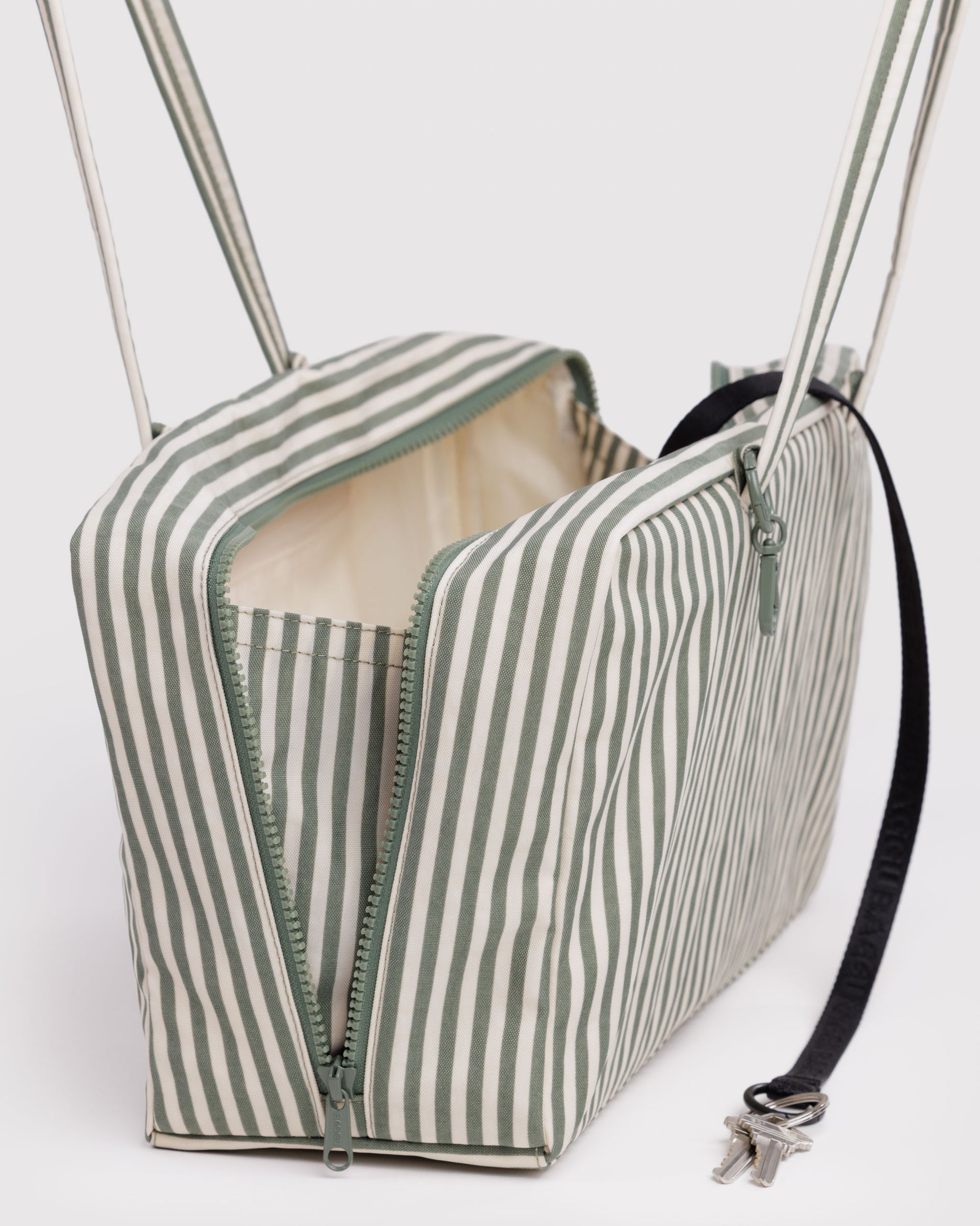 BAGGU Medium Nylon Bowler Bag - Sage Stripe