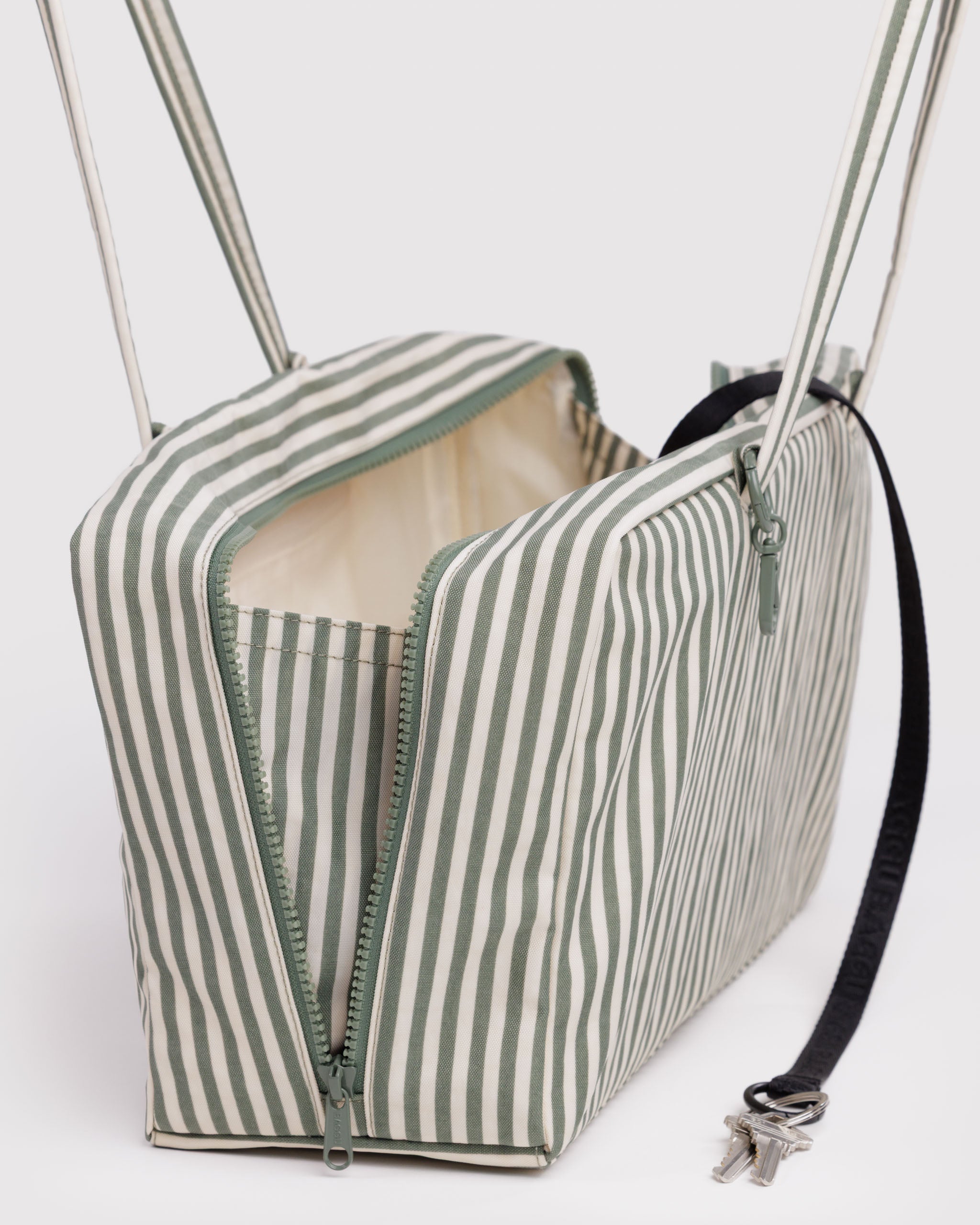 BAGGU Medium Nylon Bowler Bag - Sage Stripe