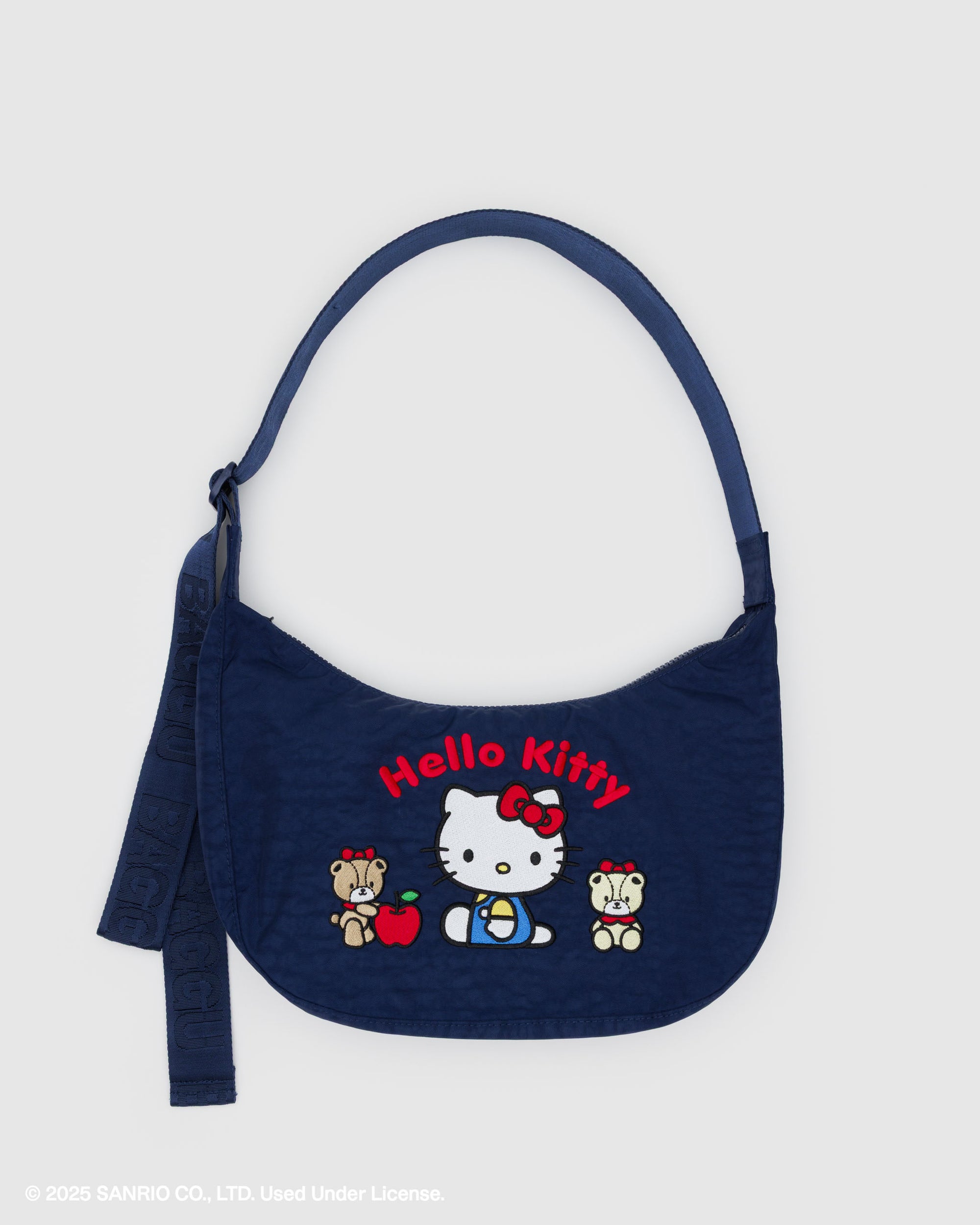 BAGGU Medium Nylon Crescent Bag - Embroidered Hello Kitty & Teddy