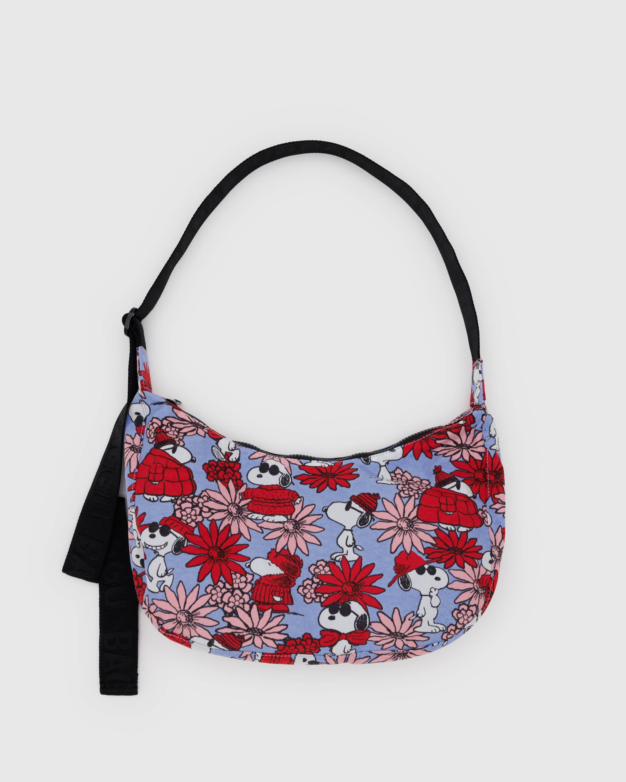 BAGGU Medium Nylon Crescent Floral Snoopy