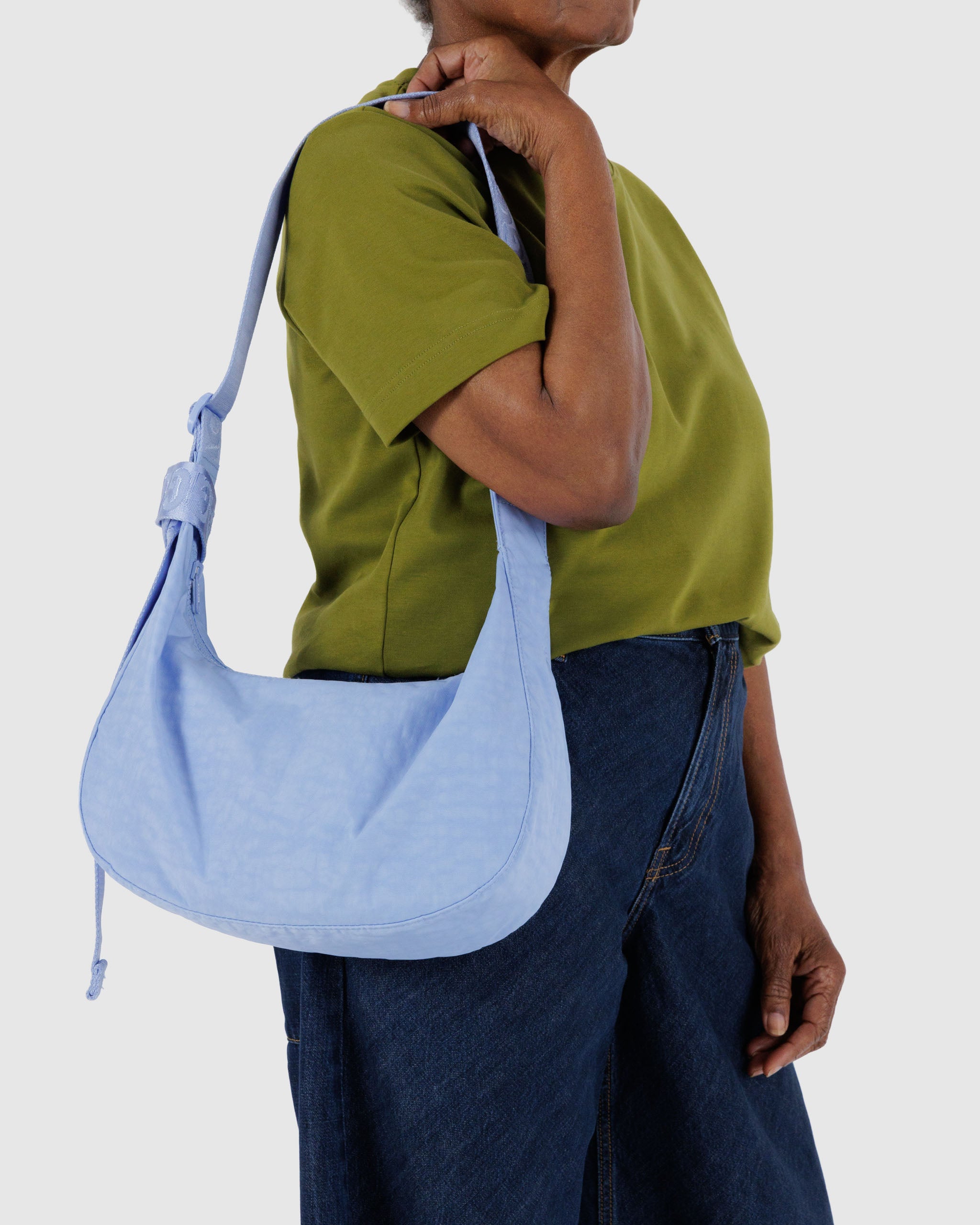 BAGGU Medium Nylon Crescent Bag - French Blue
