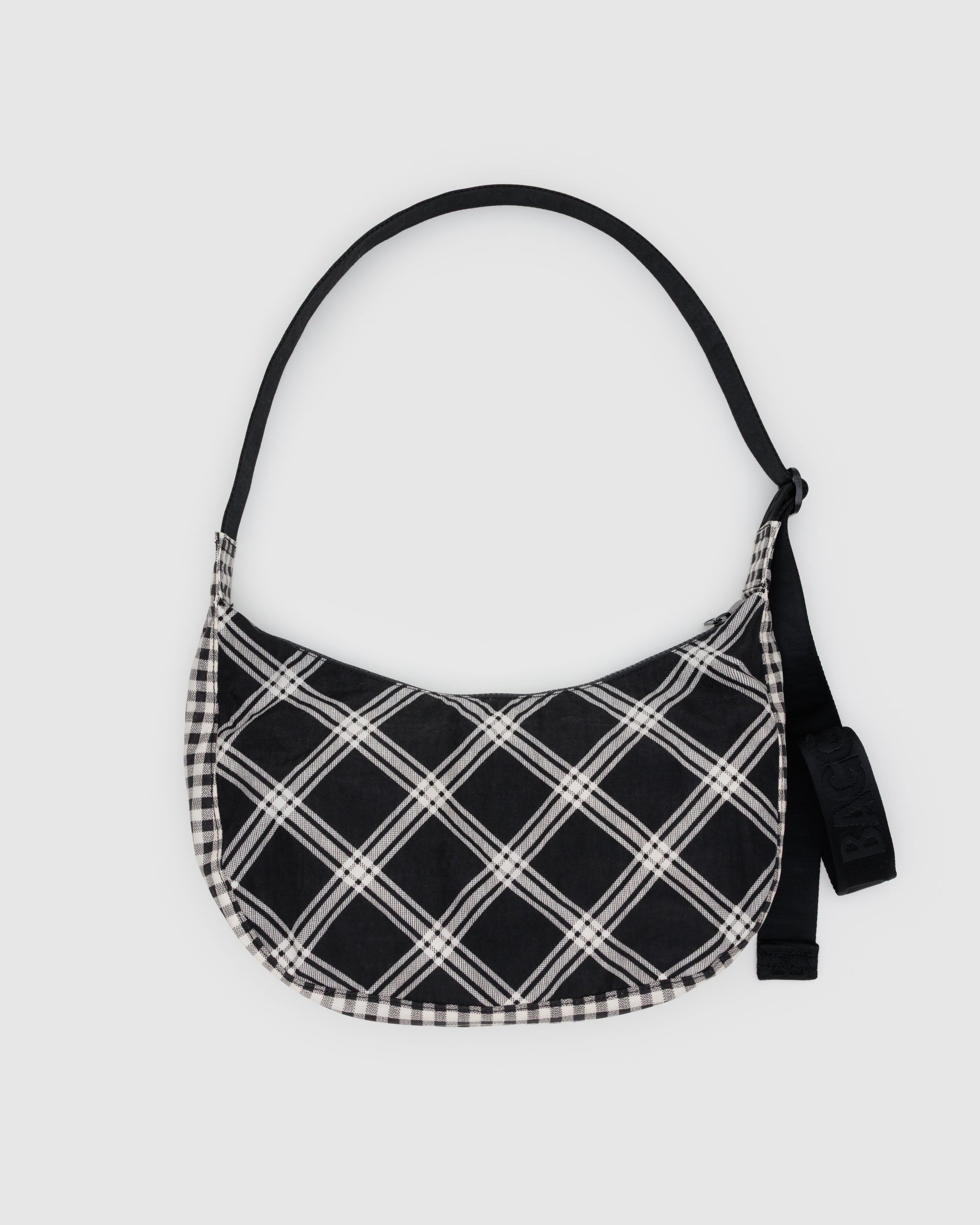 BAGGU Medium Nylon Crescent Bag - Mixed Plaid