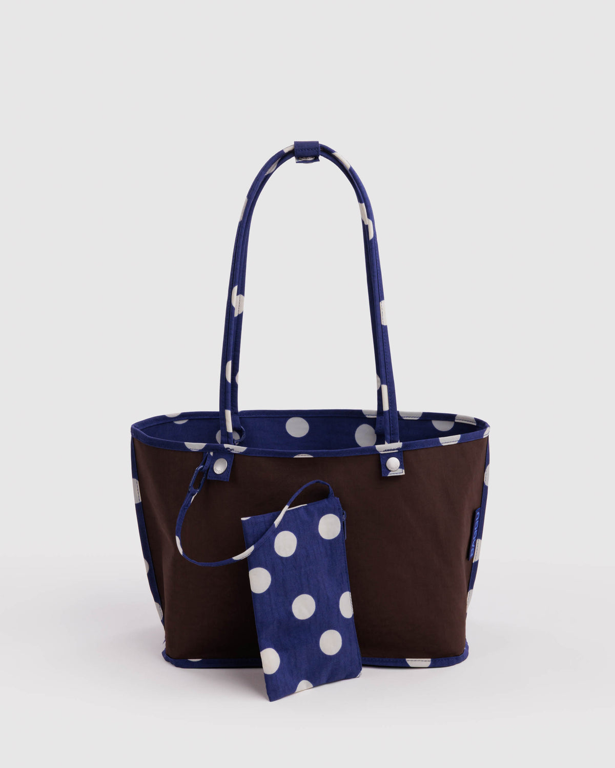 BAGGU Medium Nylon Reversible Tote - Navy Polka Dot Mix