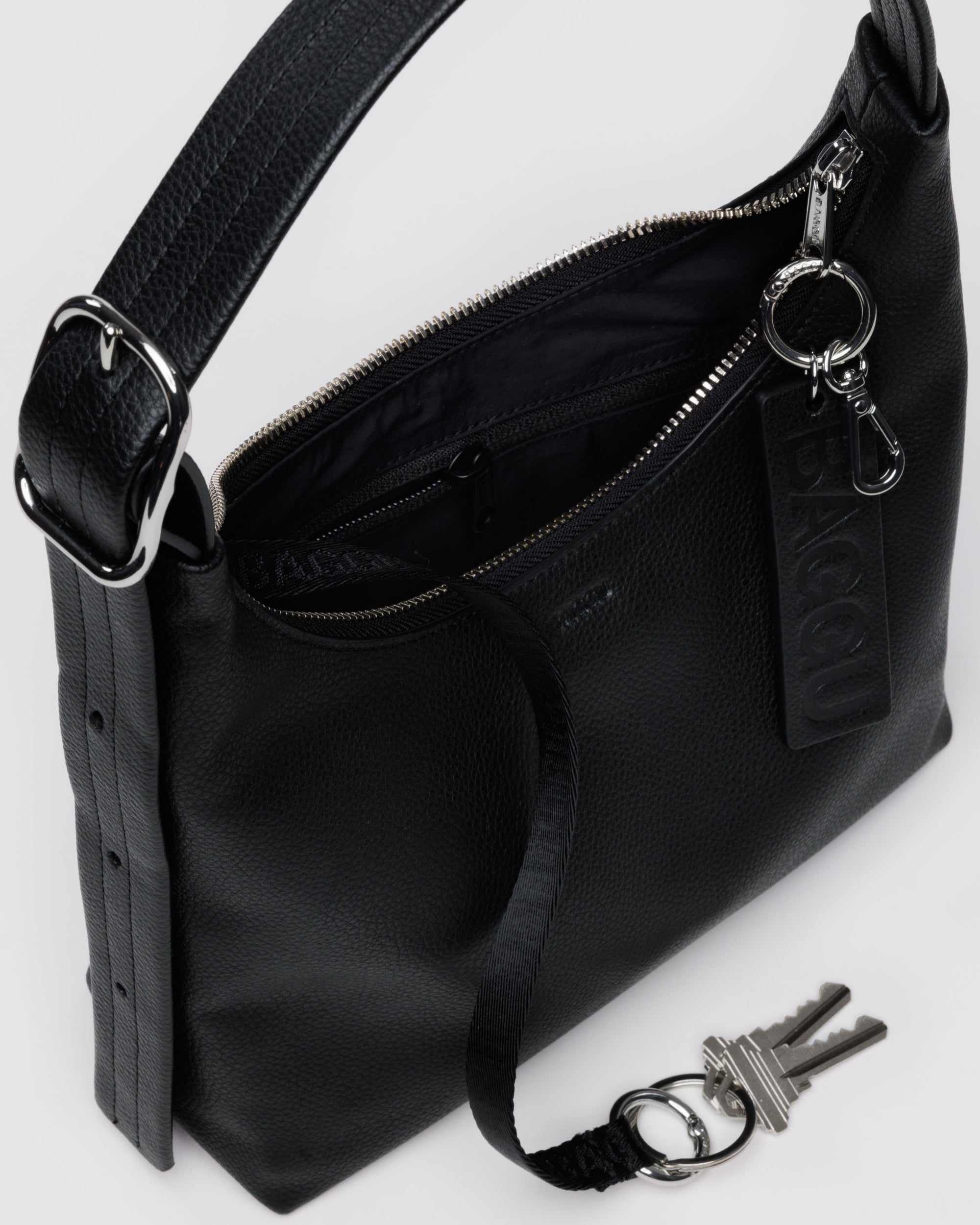 BAGGU Mini Recycled Leather Shoulder Bag - Black