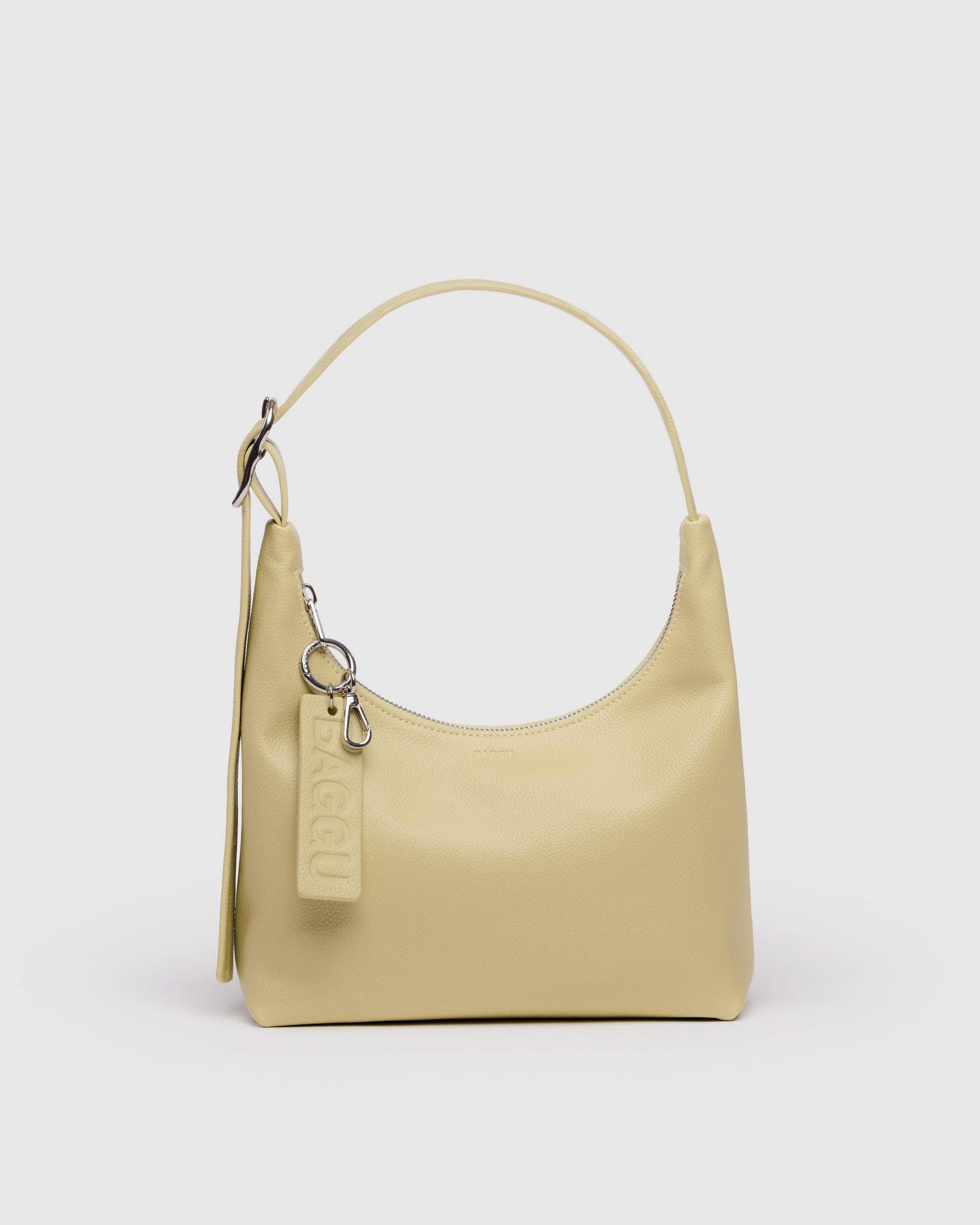 BAGGU Mini Recycled Leather Shoulder Bag - Straw