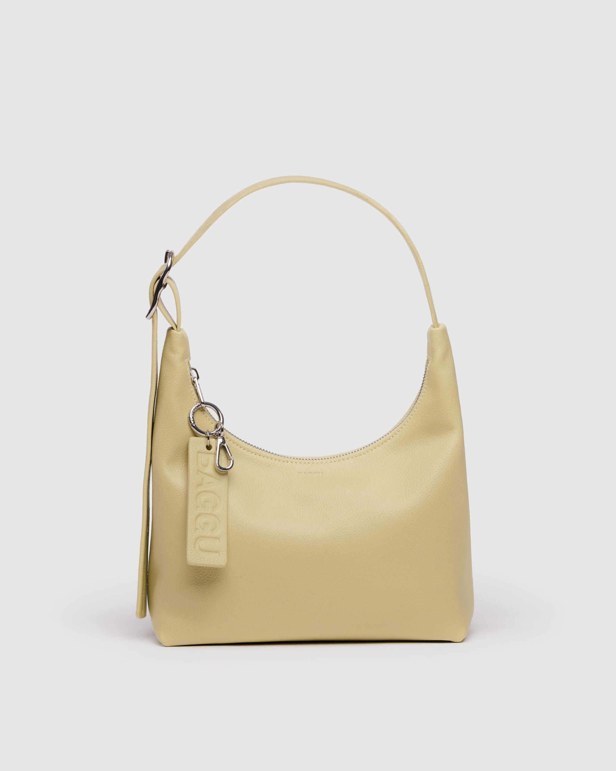 BAGGU Mini Recycled Leather Shoulder Bag - Straw