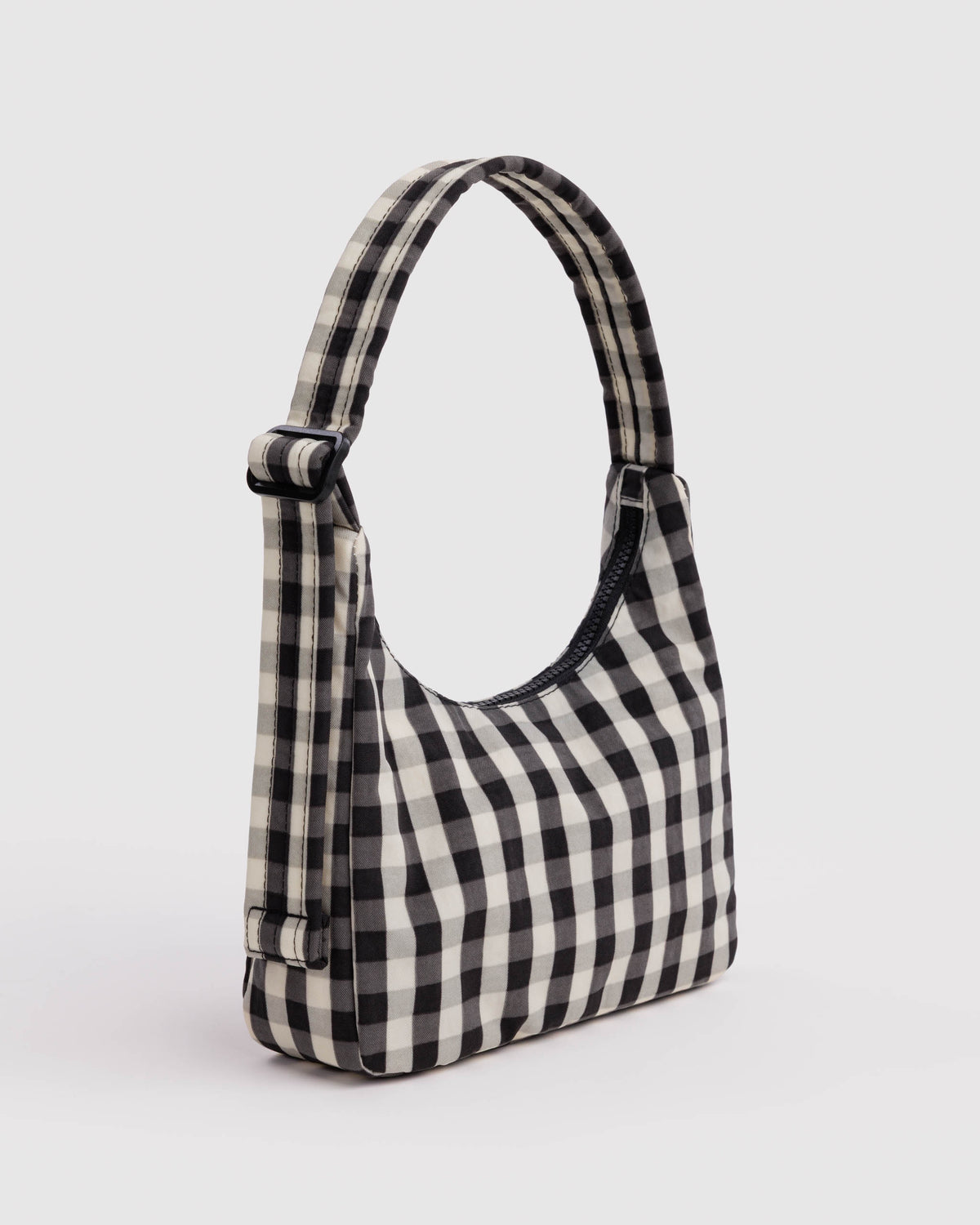 BAGGU Mini Nylon Shoulder Bag - Black and Cream Gingham