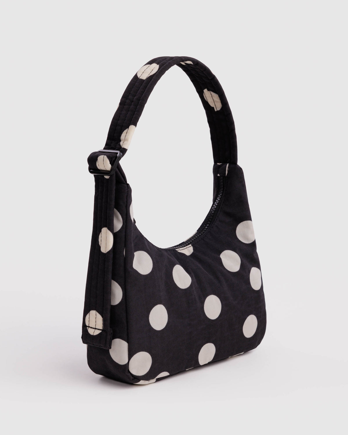 BAGGU Mini Nylon Shoulder Bag - Black and Cream Polka Dot
