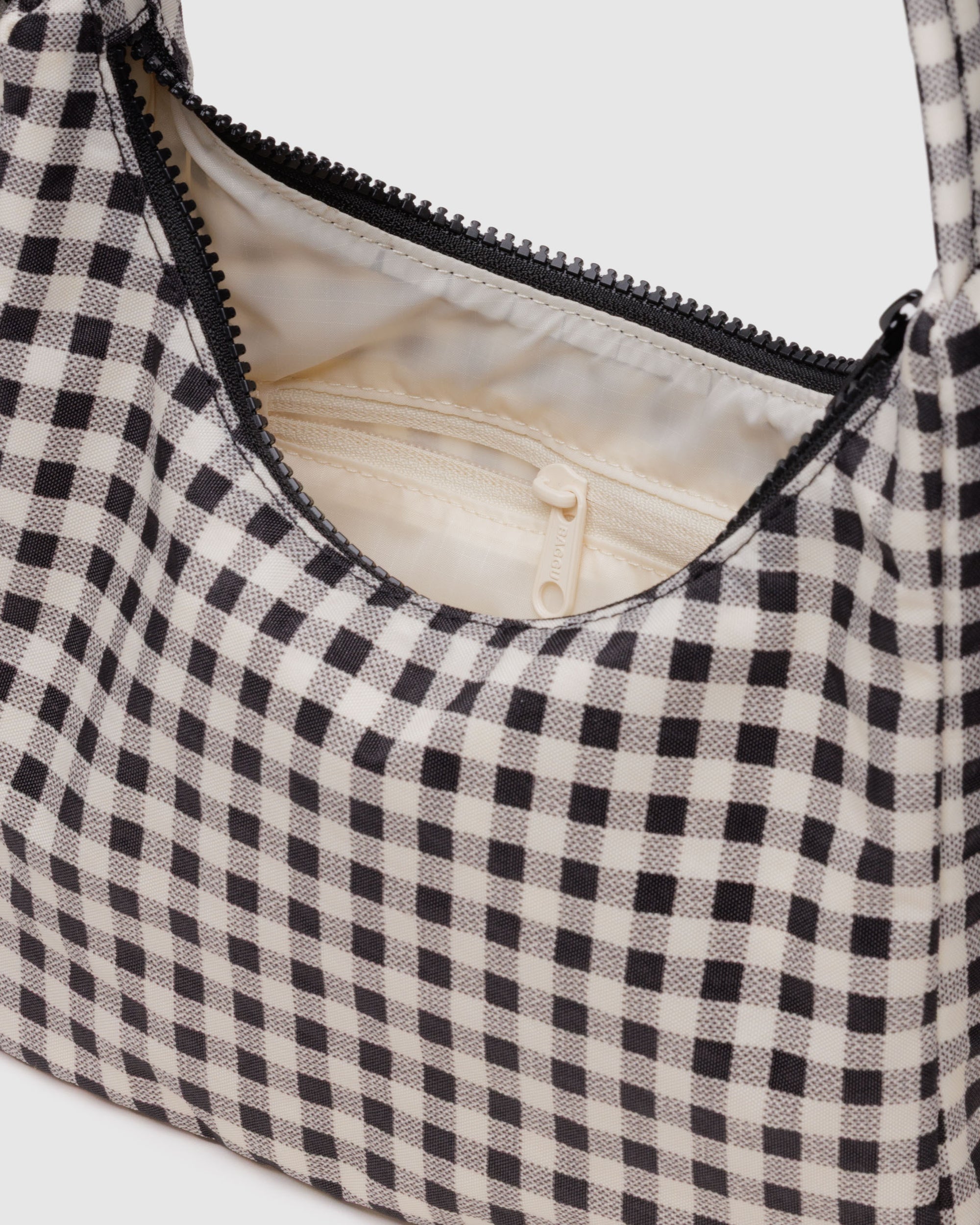 BAGGU Mini Nylon Shoulder Bag - Black & White Gingham