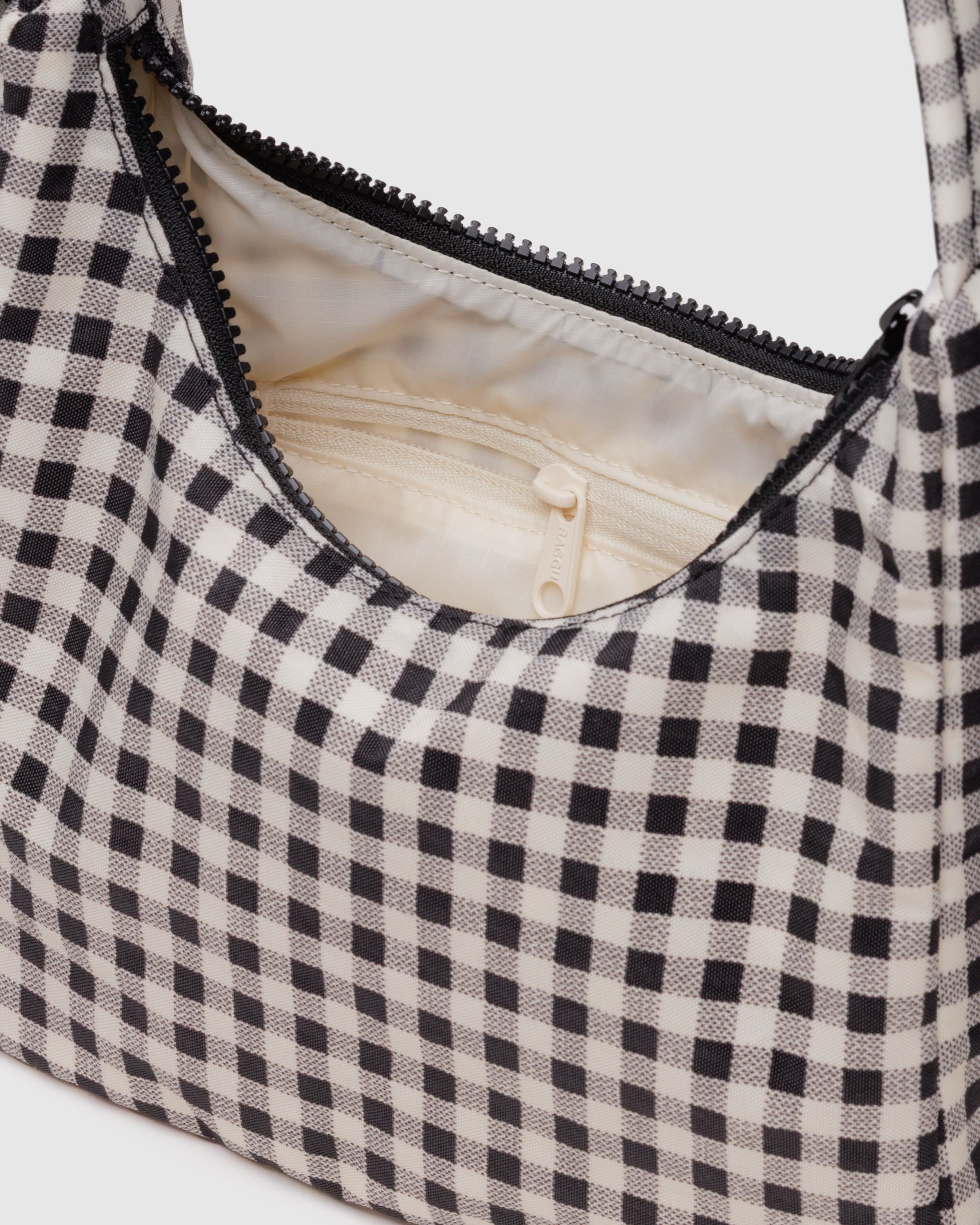 BAGGU Mini Nylon Shoulder Bag - Black & White Gingham