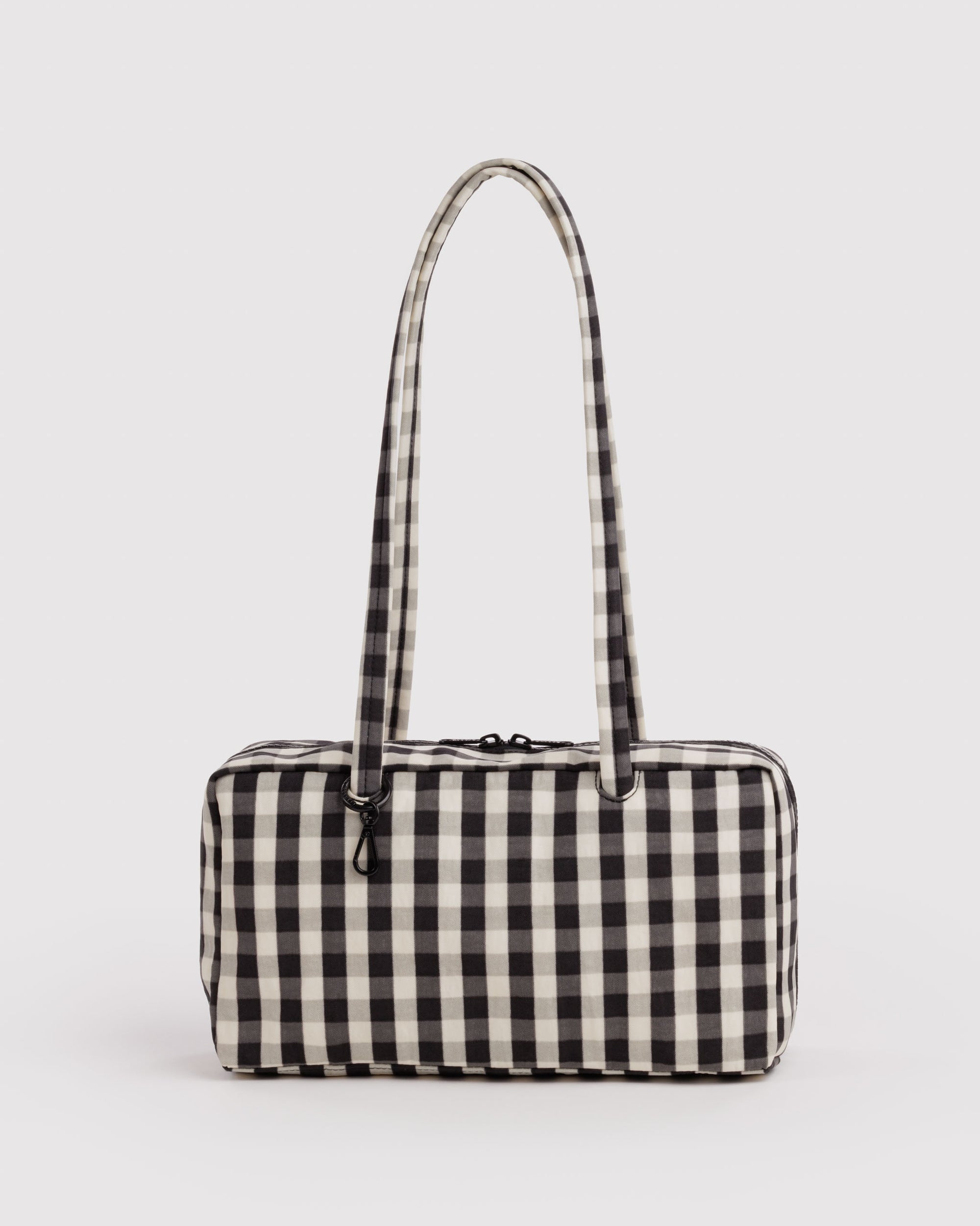 BAGGU Nylon Bowler Bag - Black & Cream Gingham