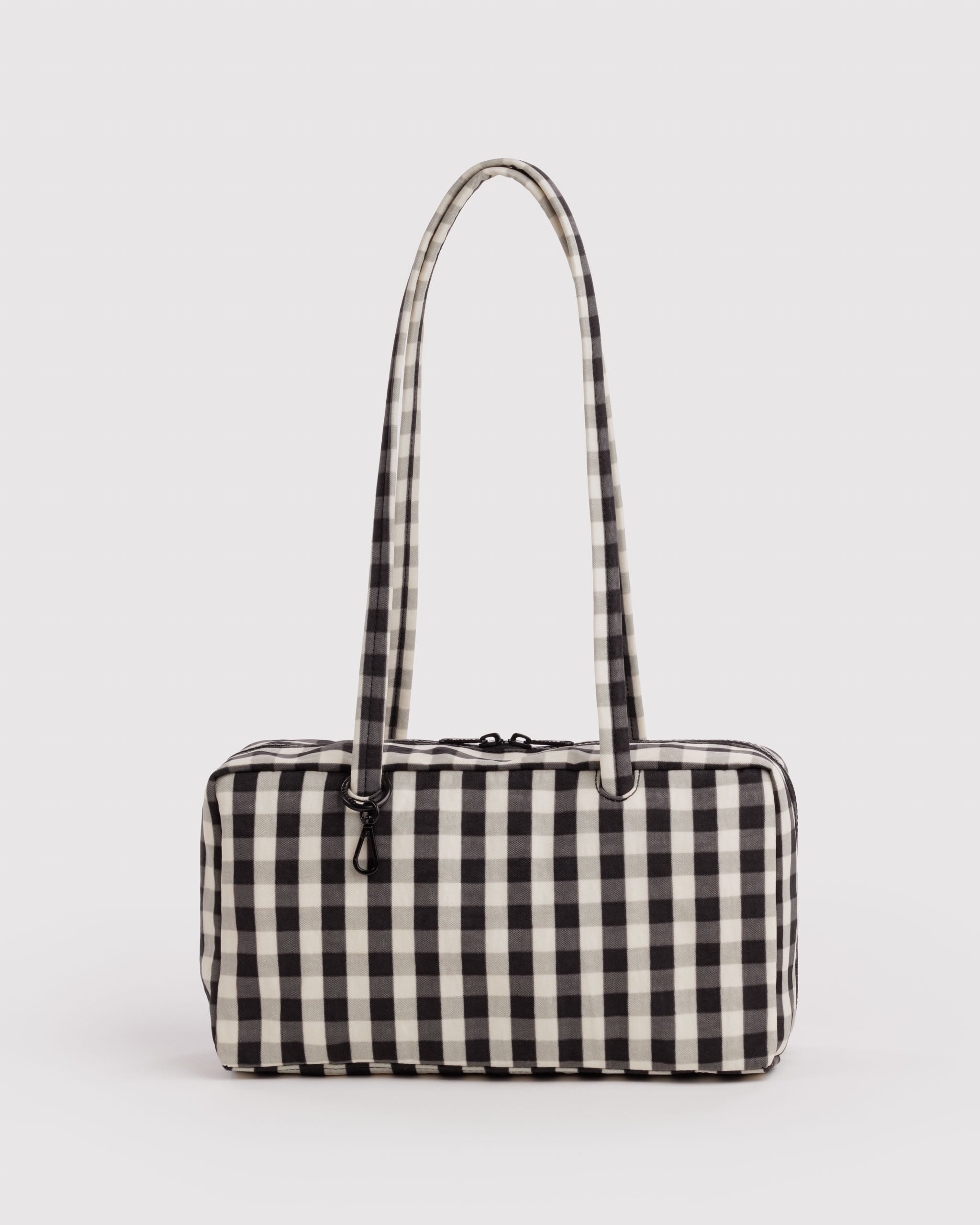 BAGGU Nylon Bowler Bag - Black & Cream Gingham